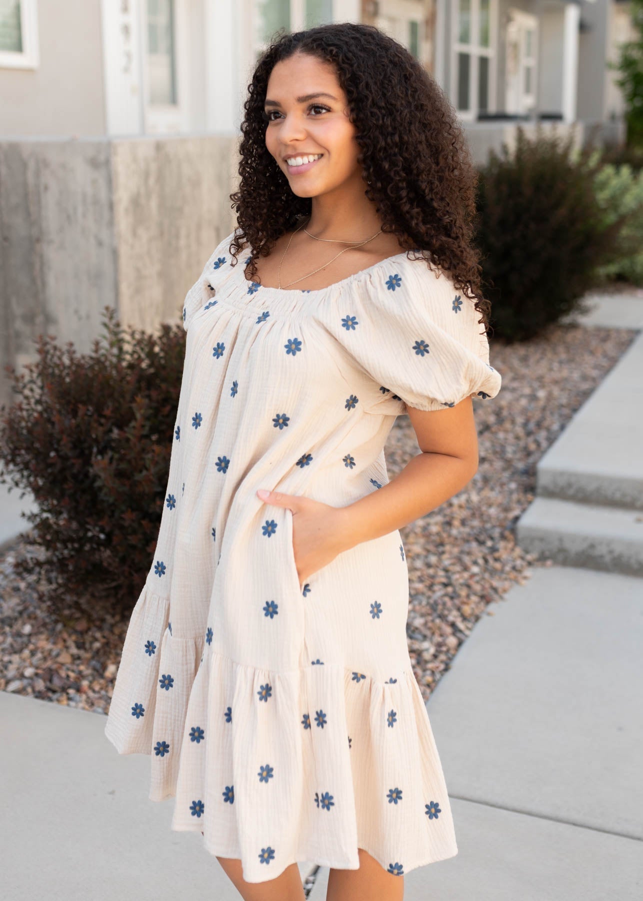 Jenelle Natural Embroidered Dress