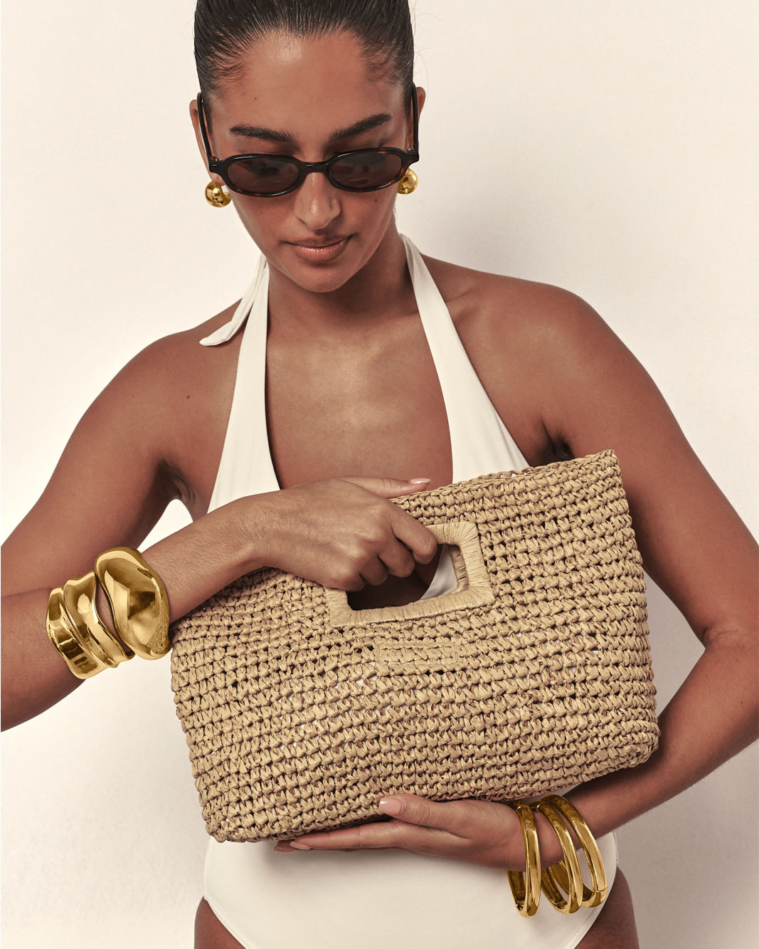 LEAH HANDLE BAG - NATURAL RAFFIA