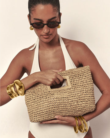 LEAH HANDLE BAG - NATURAL RAFFIA