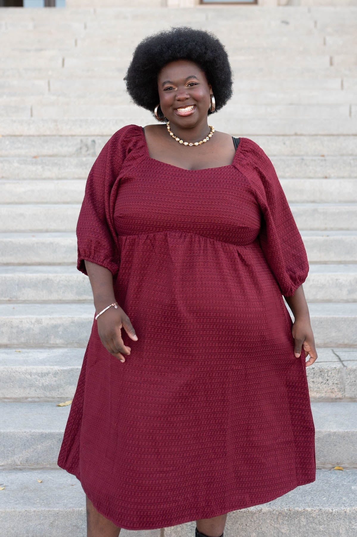 Lila Burgundy Textured Dress