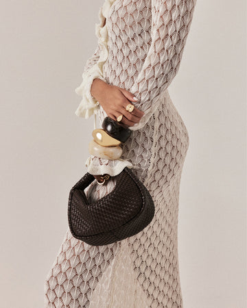 MAISIE WOVEN HANDLE BAG - CHOCOLATE
