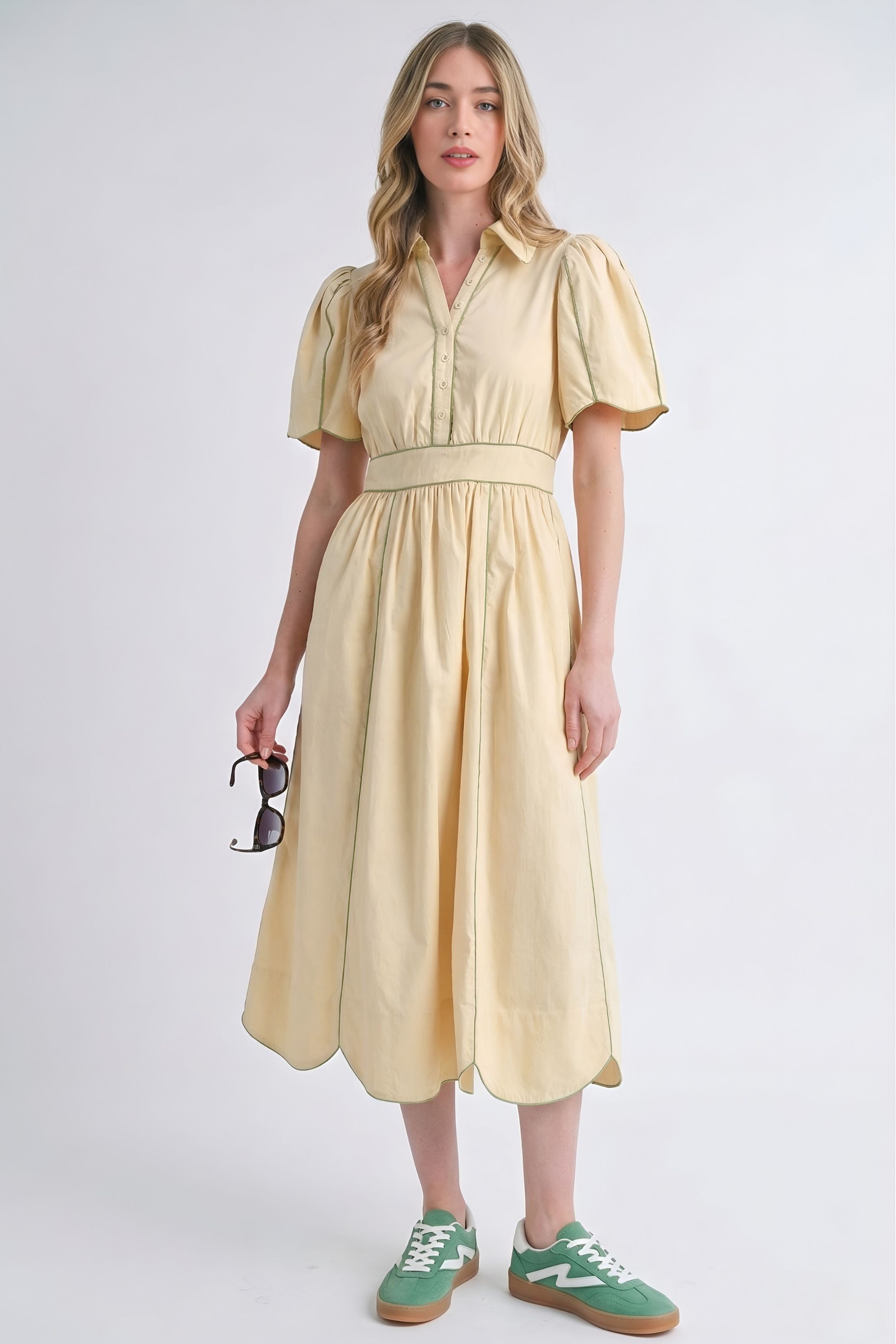 Palmer Scallop Edge Midi Dress