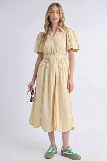 Palmer Scallop Edge Midi Dress