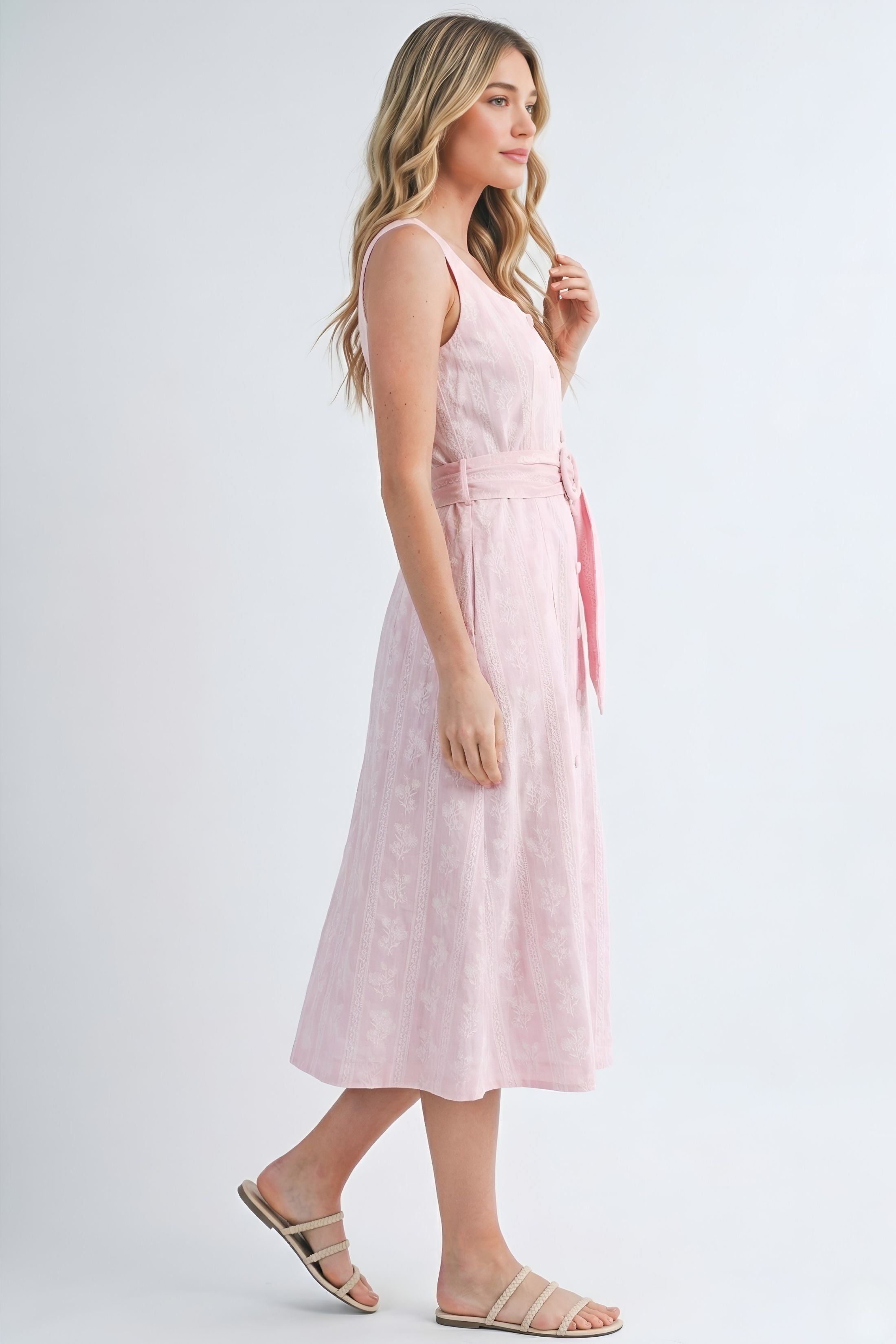 Ginger Sleeveless Front Button Dress