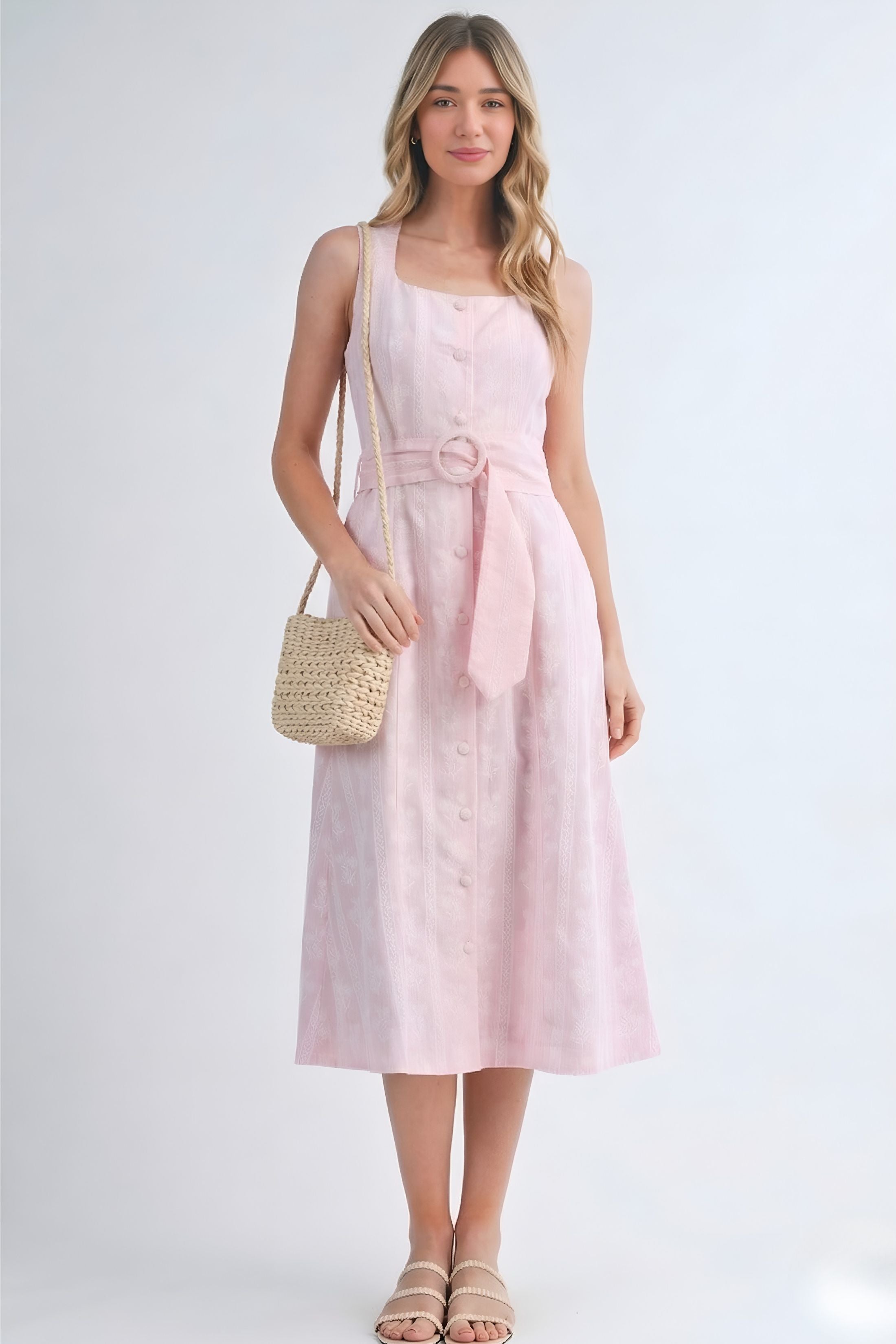 Ginger Sleeveless Front Button Dress
