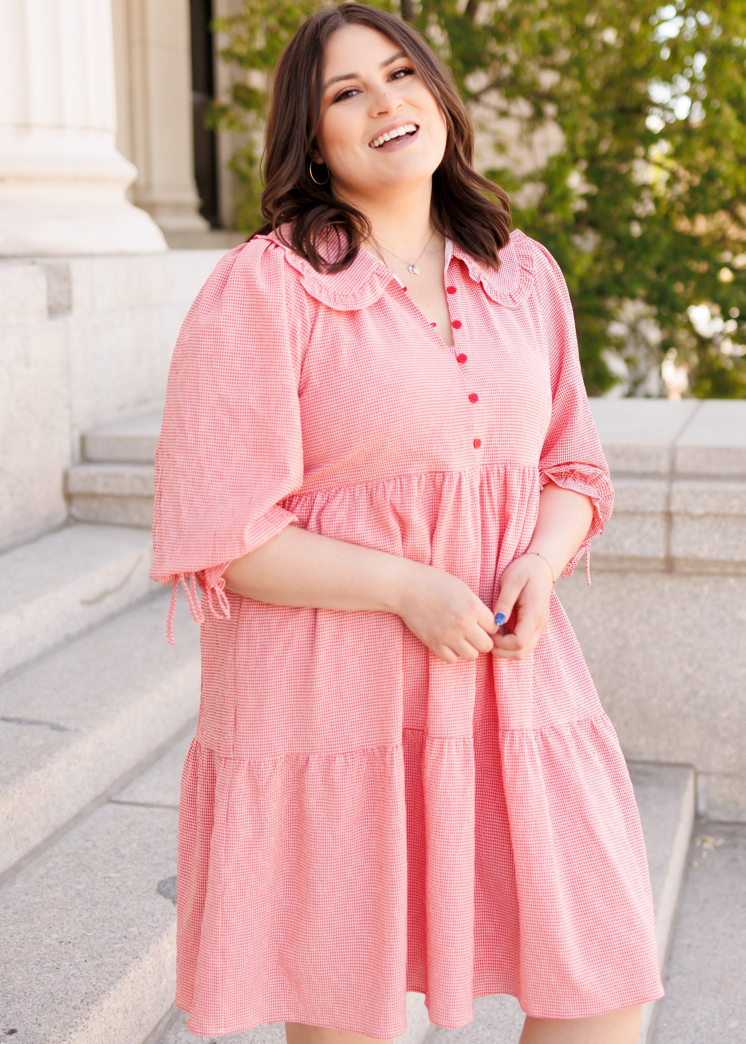 Macie Red Gingham Dress