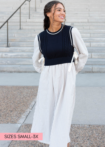 Marlie Navy Knit Sweater Dress