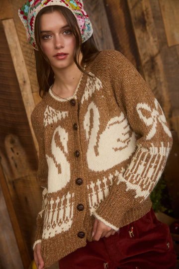 Ruby Button Up Swan Cardigan