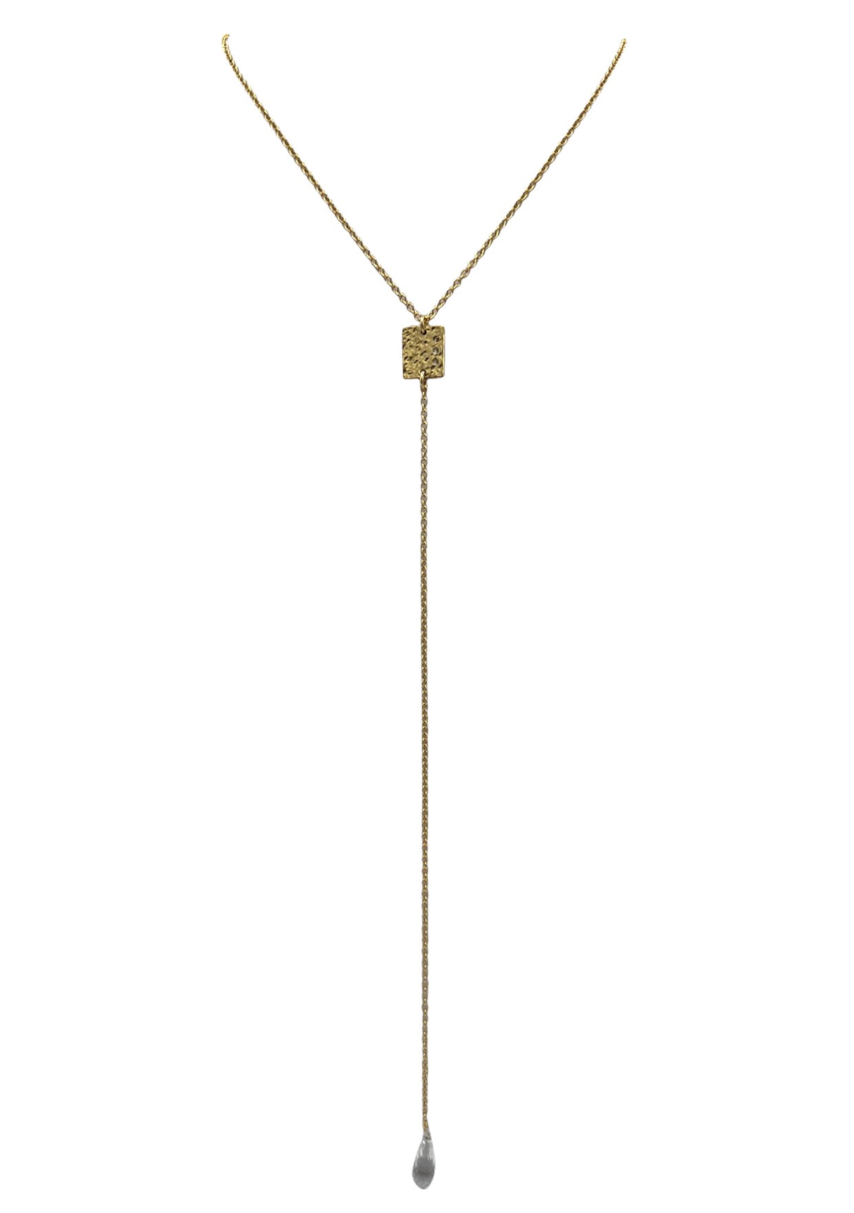 Diamond Illusion Gold Plate Long Drop Chain Necklace