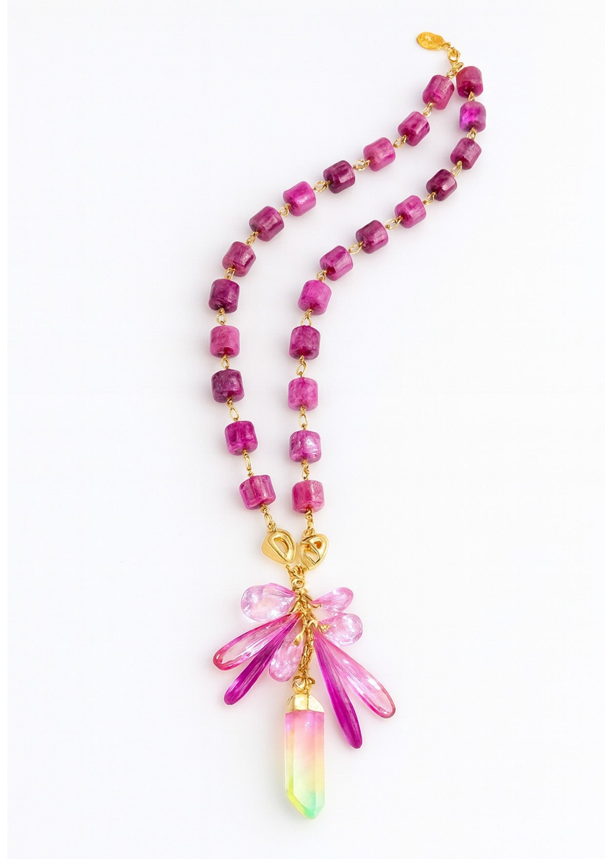 Fuchsia Station Rainbow Pendant Necklace