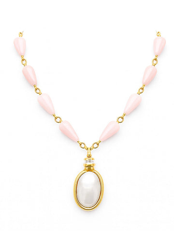 Pink Gold and Pearl Pendant Necklace