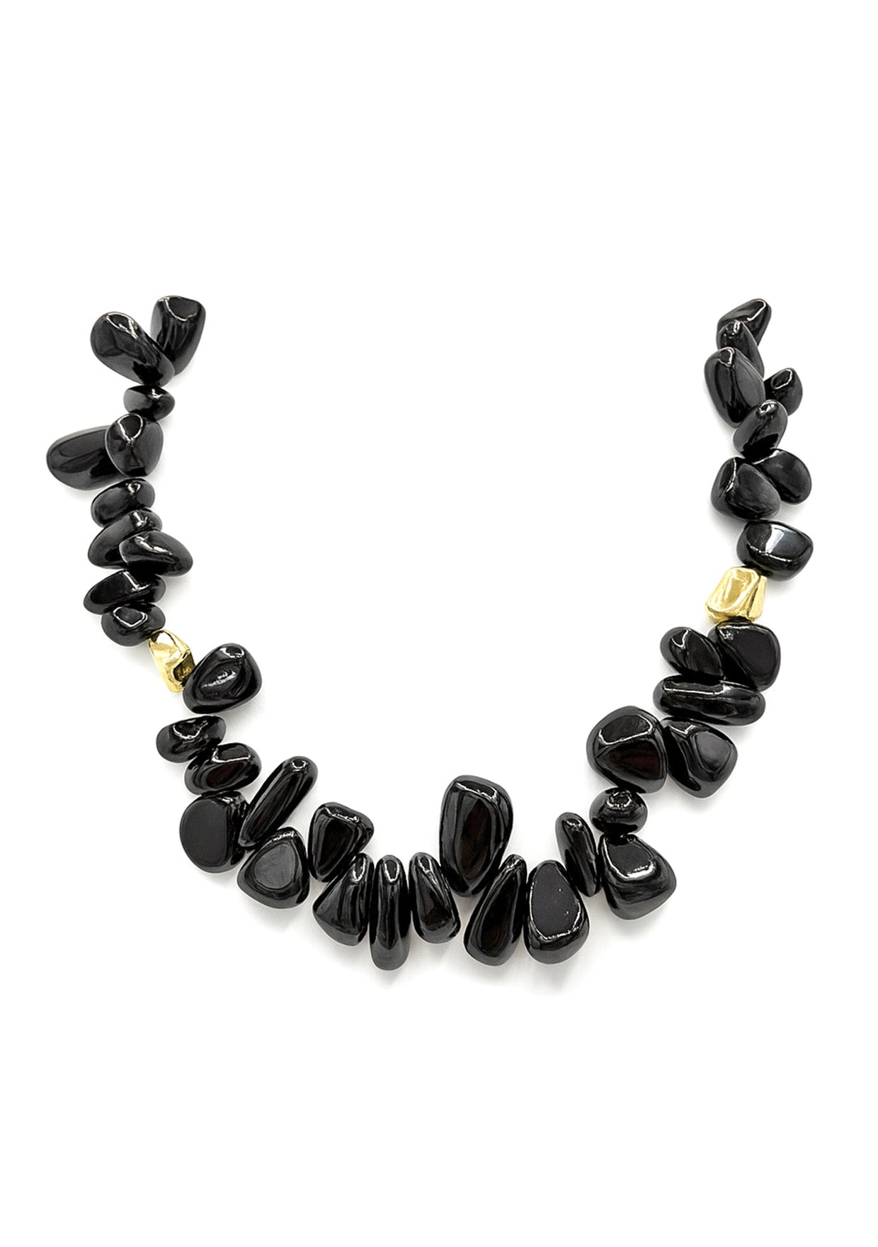 Black Onyx Up and Down Gold Accent Necklace