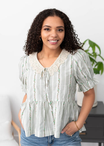 Opal Green Lace Top