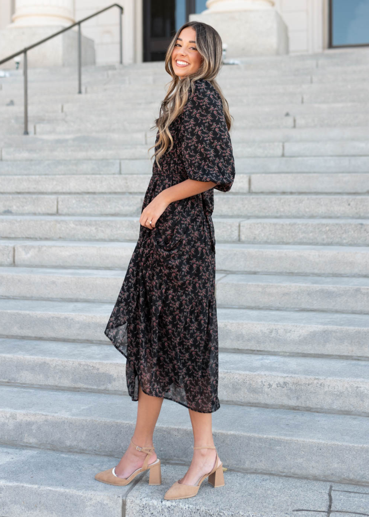 Paisley Black Pink Flower Dress