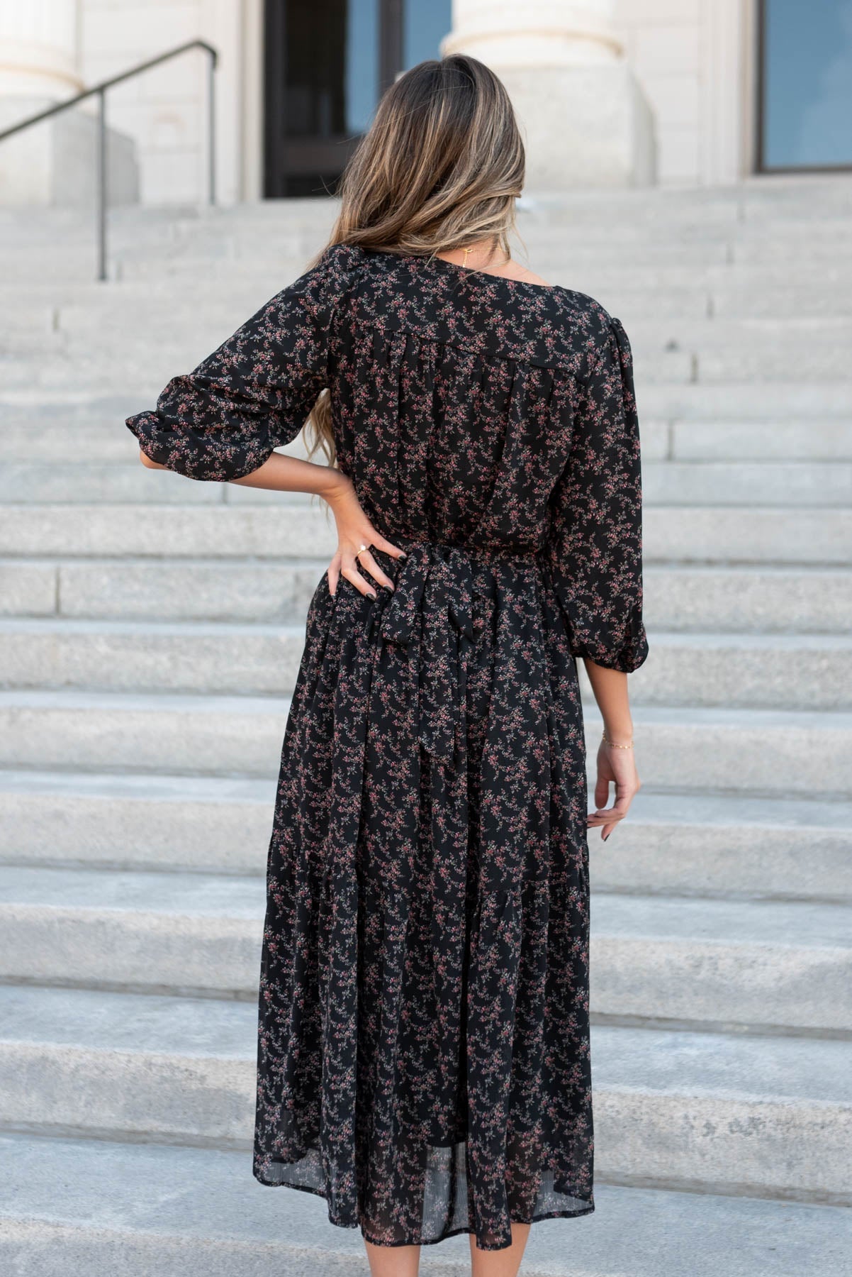 Paisley Black Pink Flower Dress
