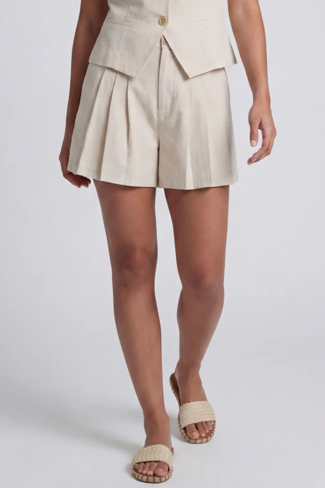 Rachel High Waisted Pleated Shorts