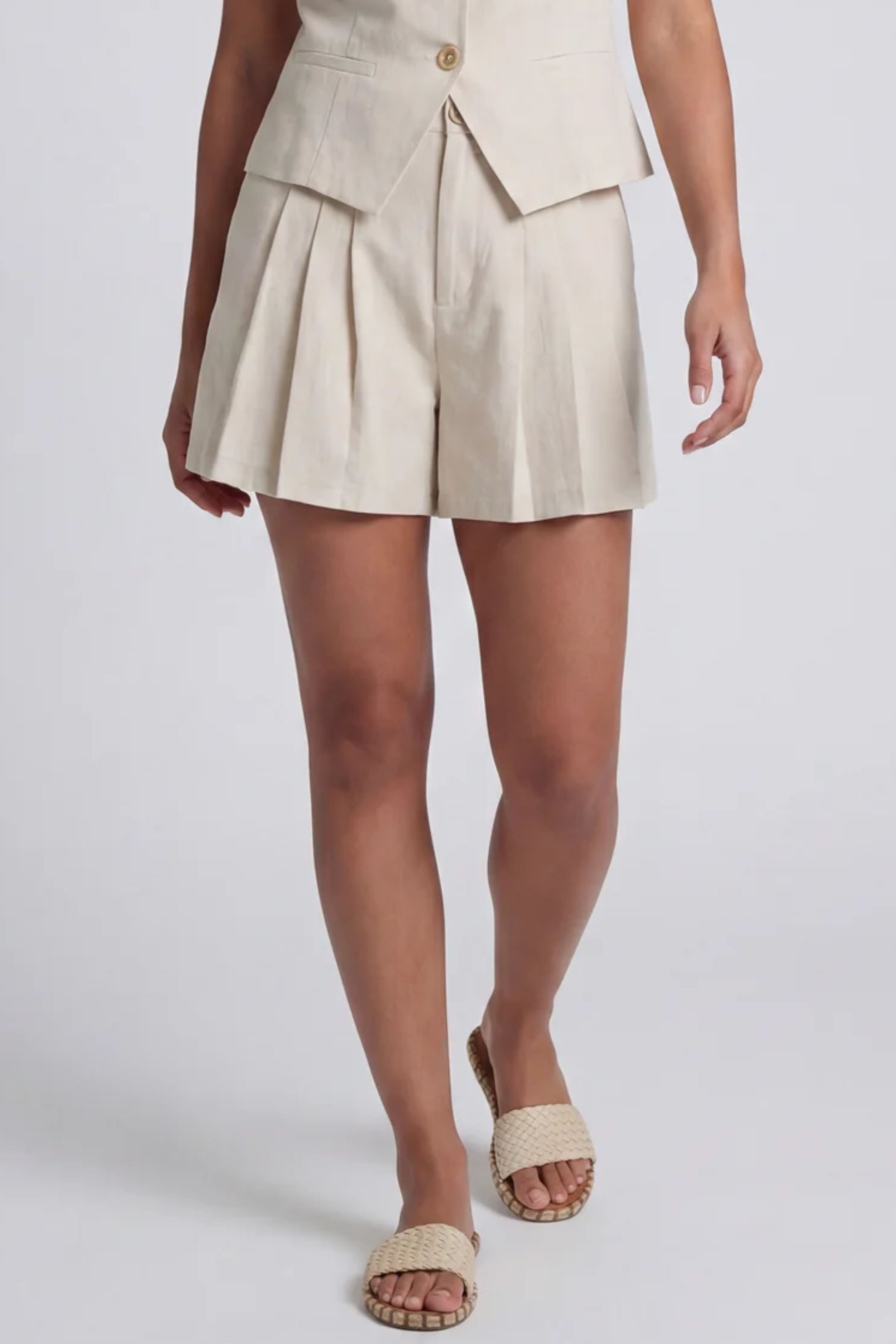Rachel High Waisted Pleated Shorts