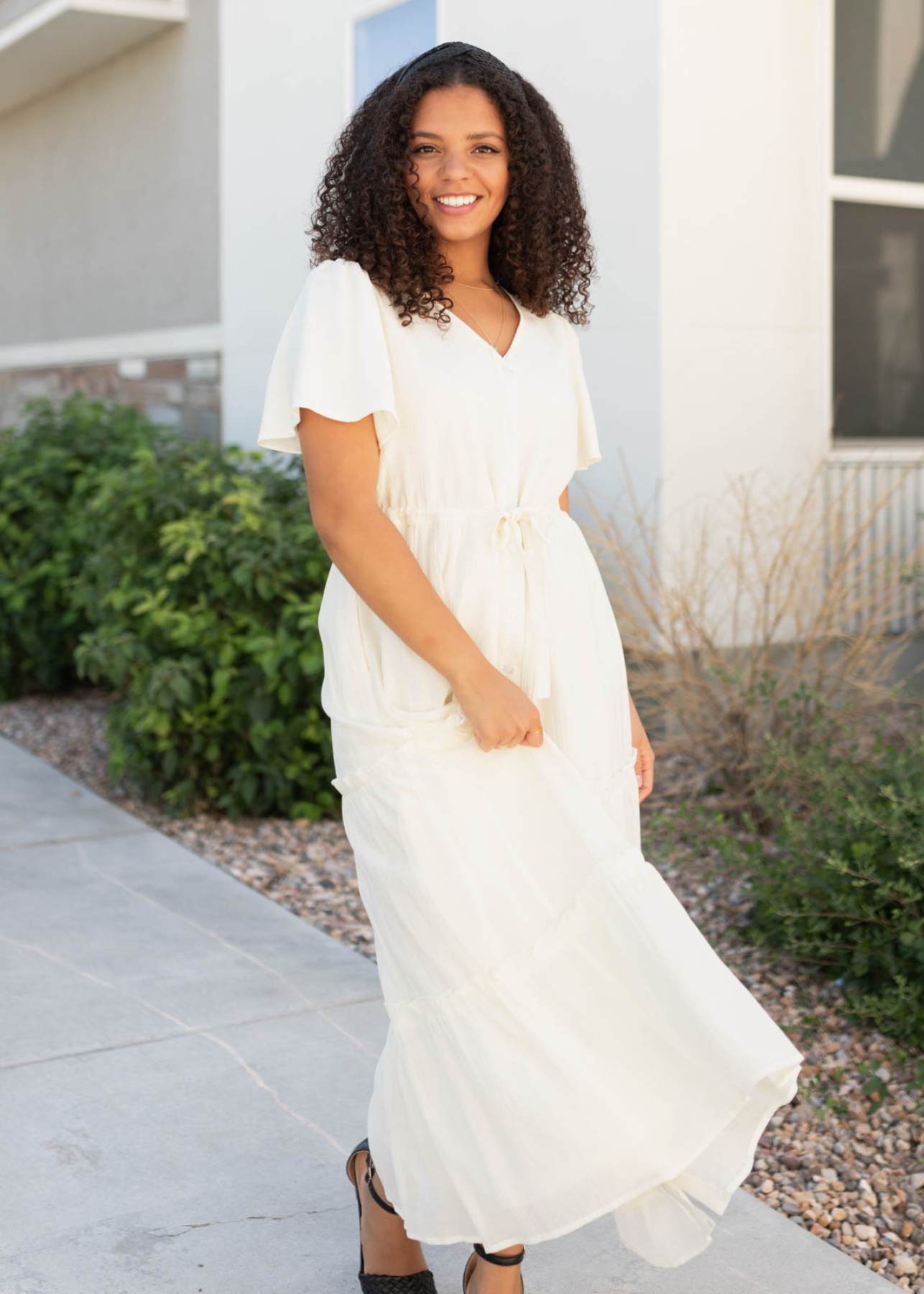 Rebekah Cream Button Down Dress