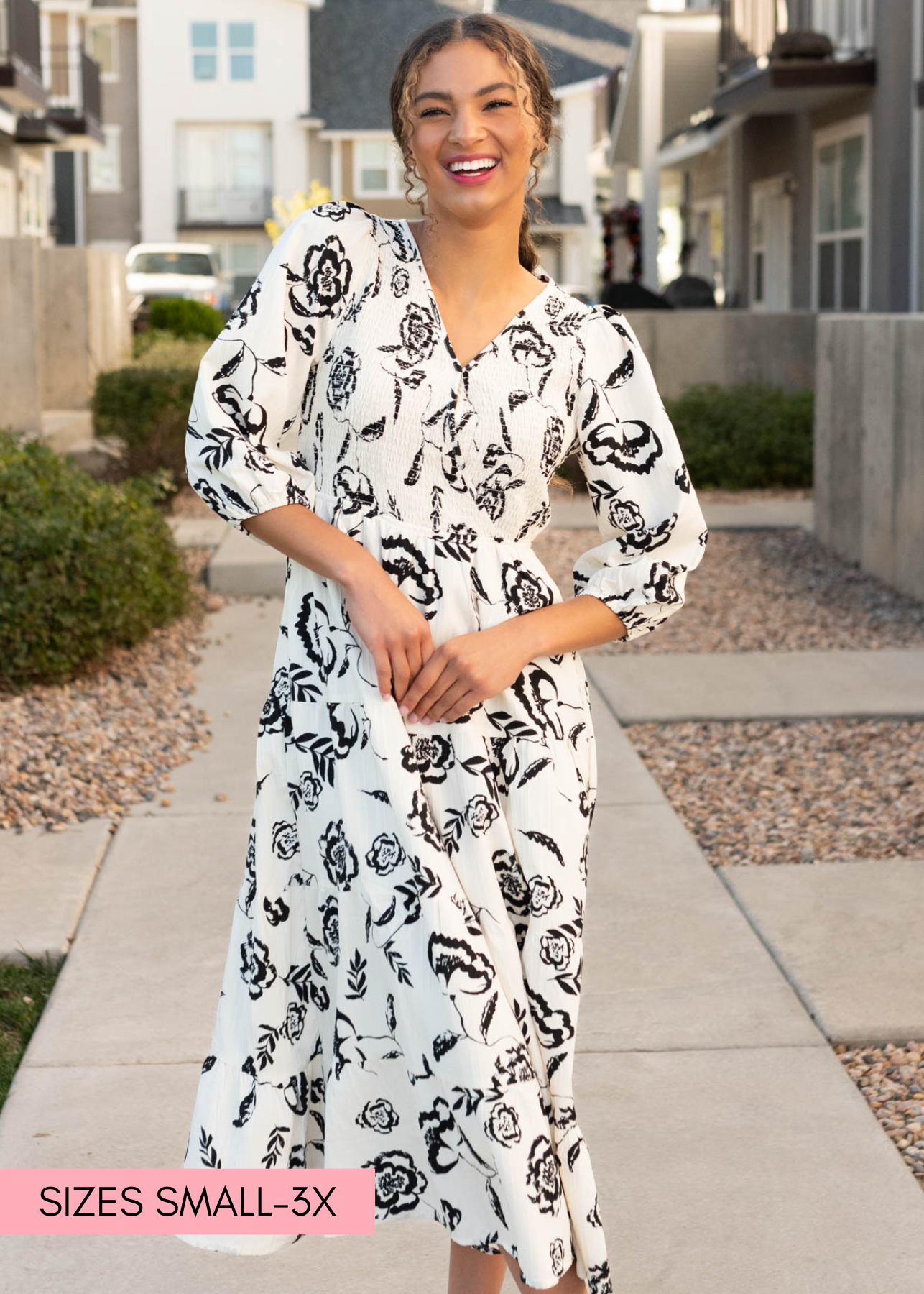 Roxanna White Floral Tiered Dress