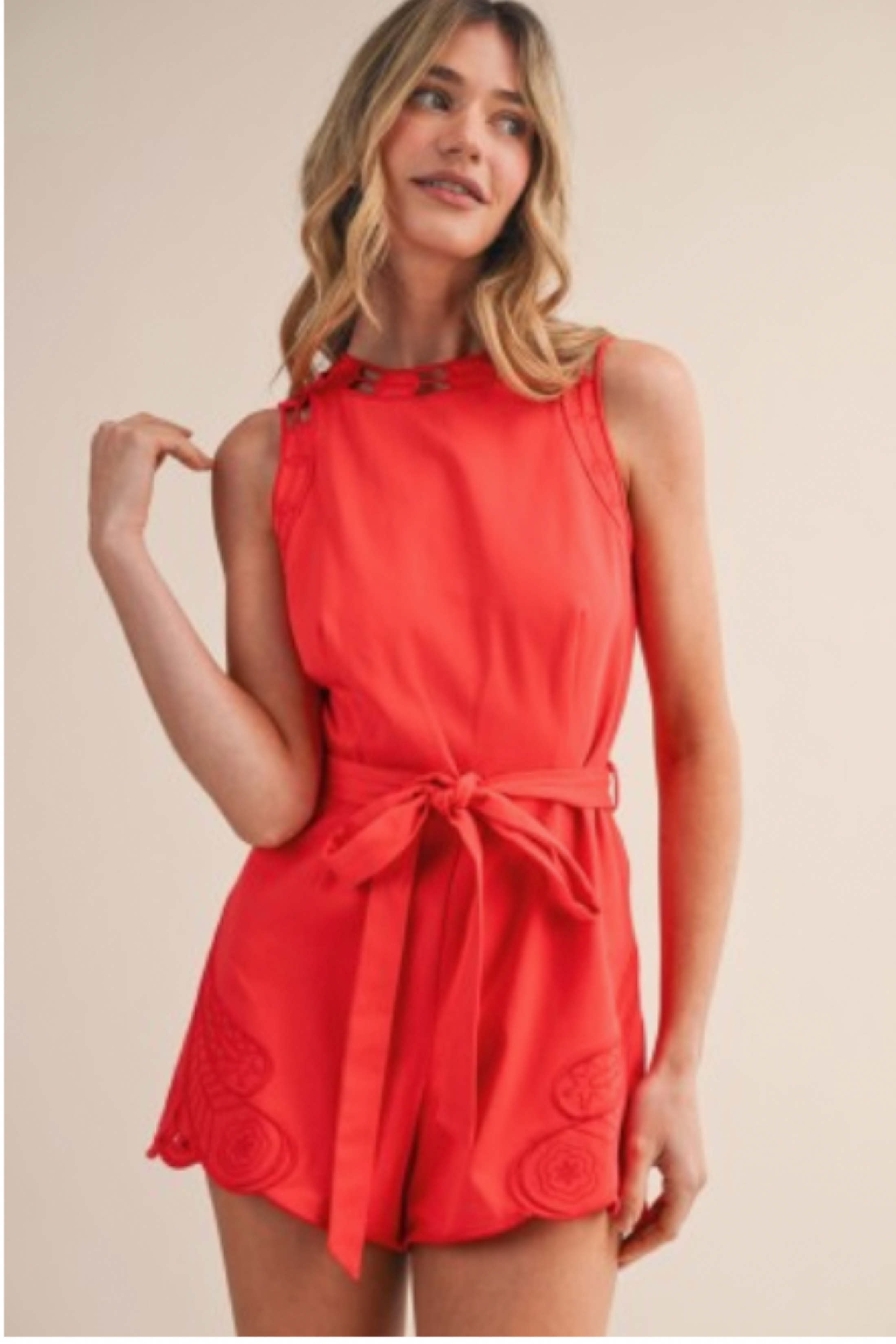 Phoebe Embroidered High Neck Romper