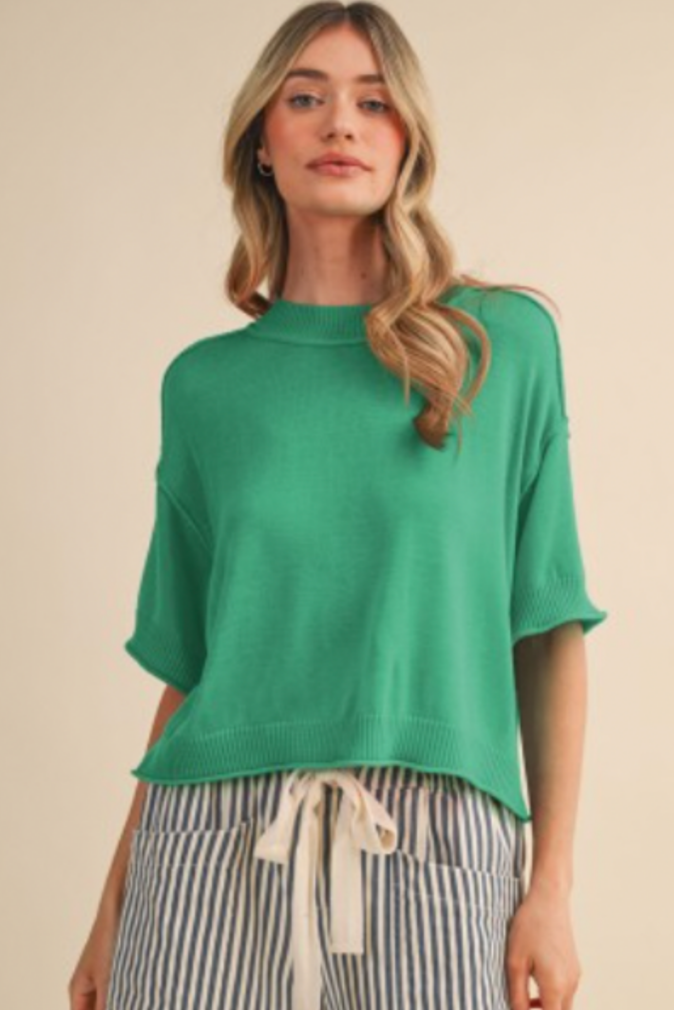 Cassandra Green Knit Top