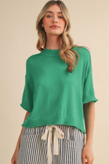 Cassandra Green Knit Top