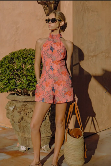 Pierce Printed Halter Neck Romper