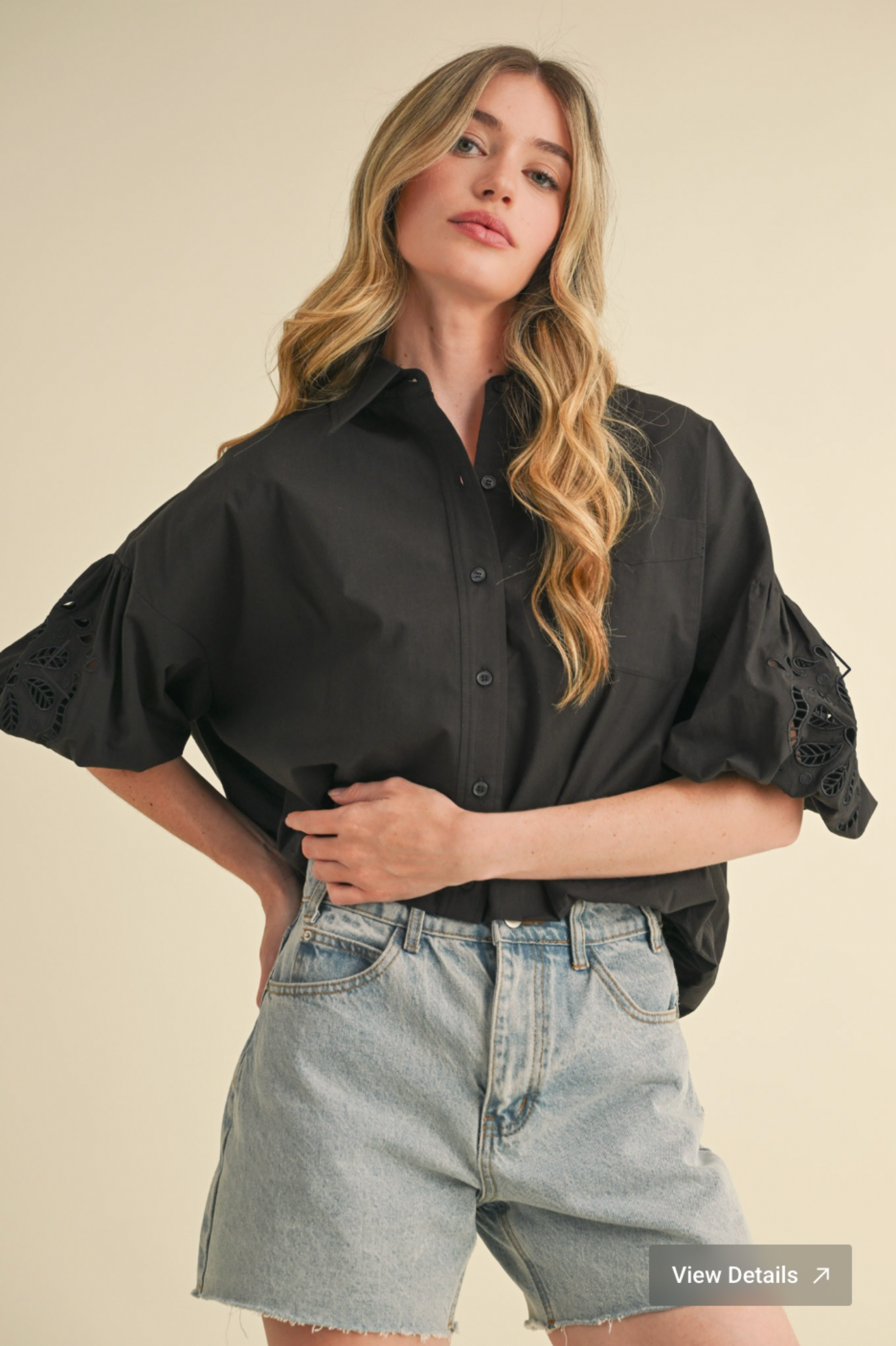 Jessica Embroidered Bubble Sleeve Top