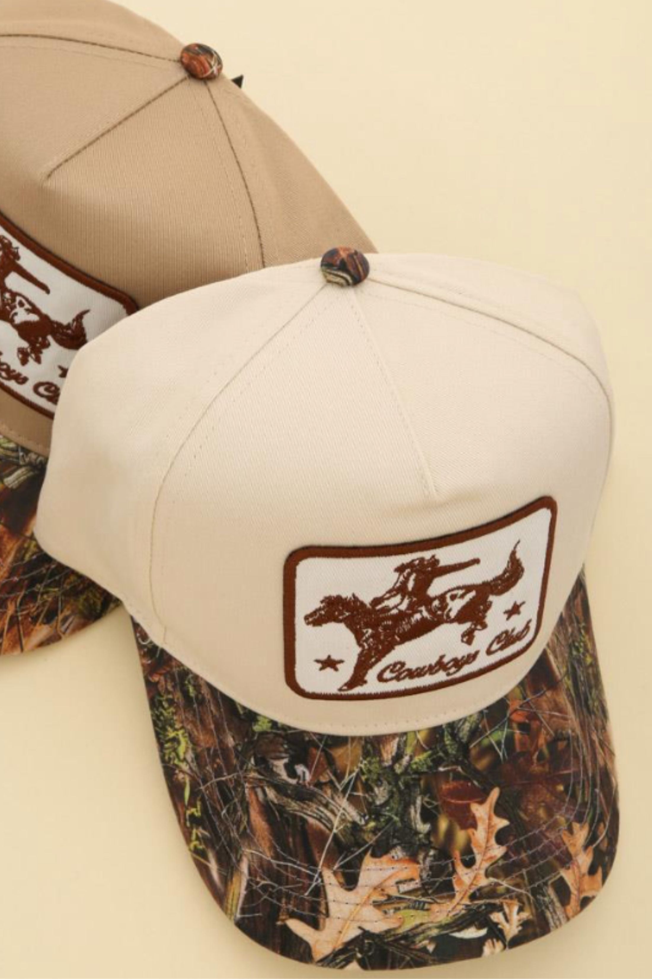 Chloe Cowboy Club Camo Print Baseball Cap