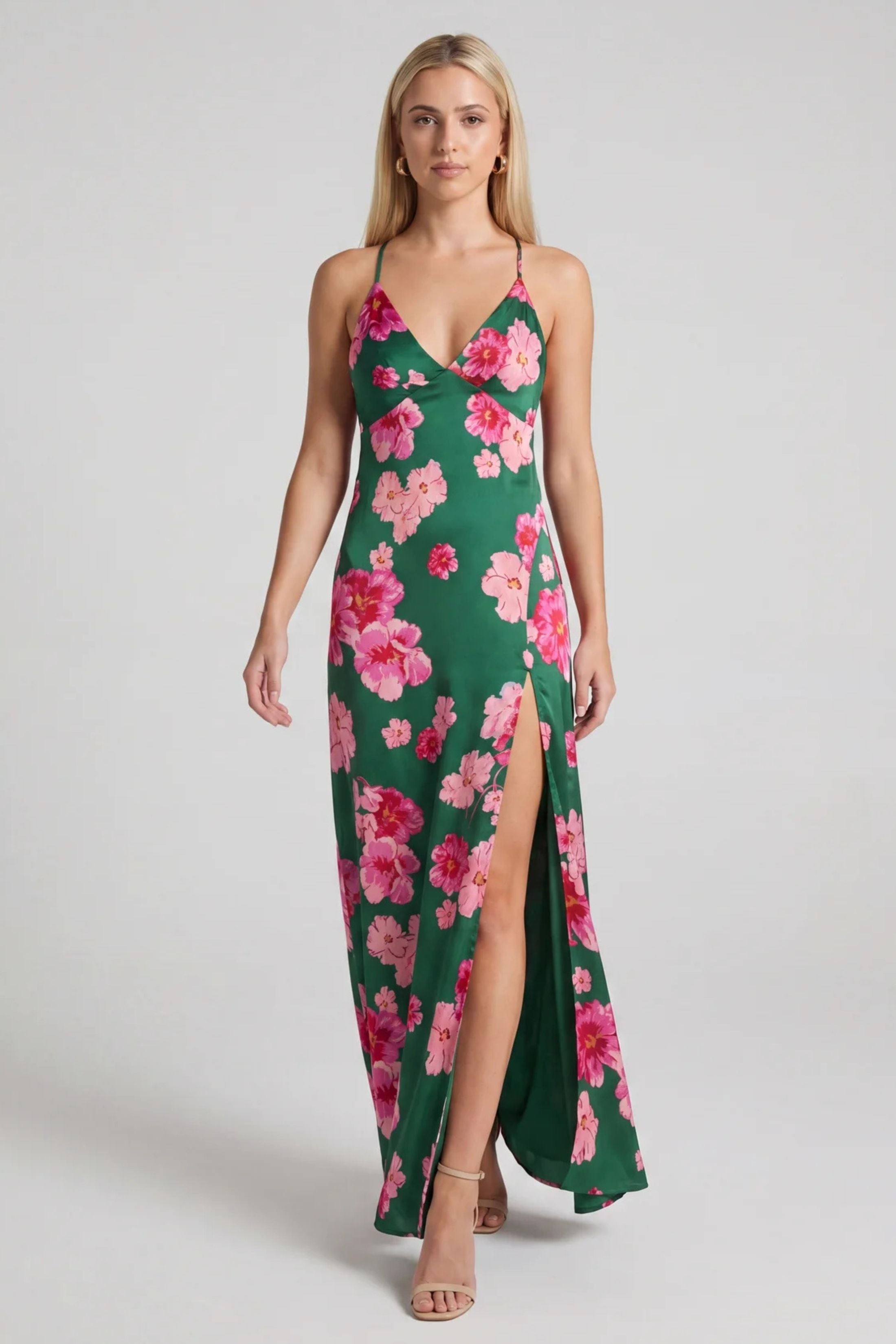 Avery Satin Open Back Maxi Dress