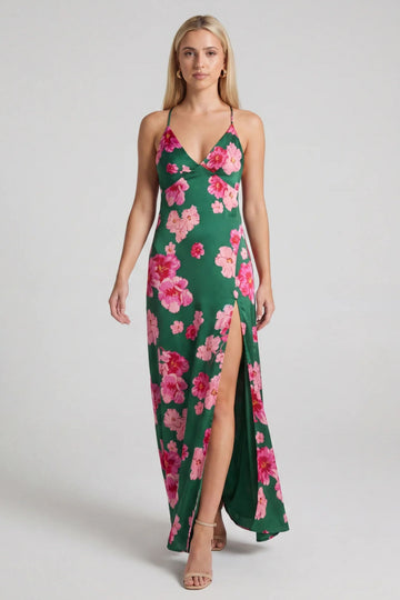 Avery Satin Open Back Maxi Dress
