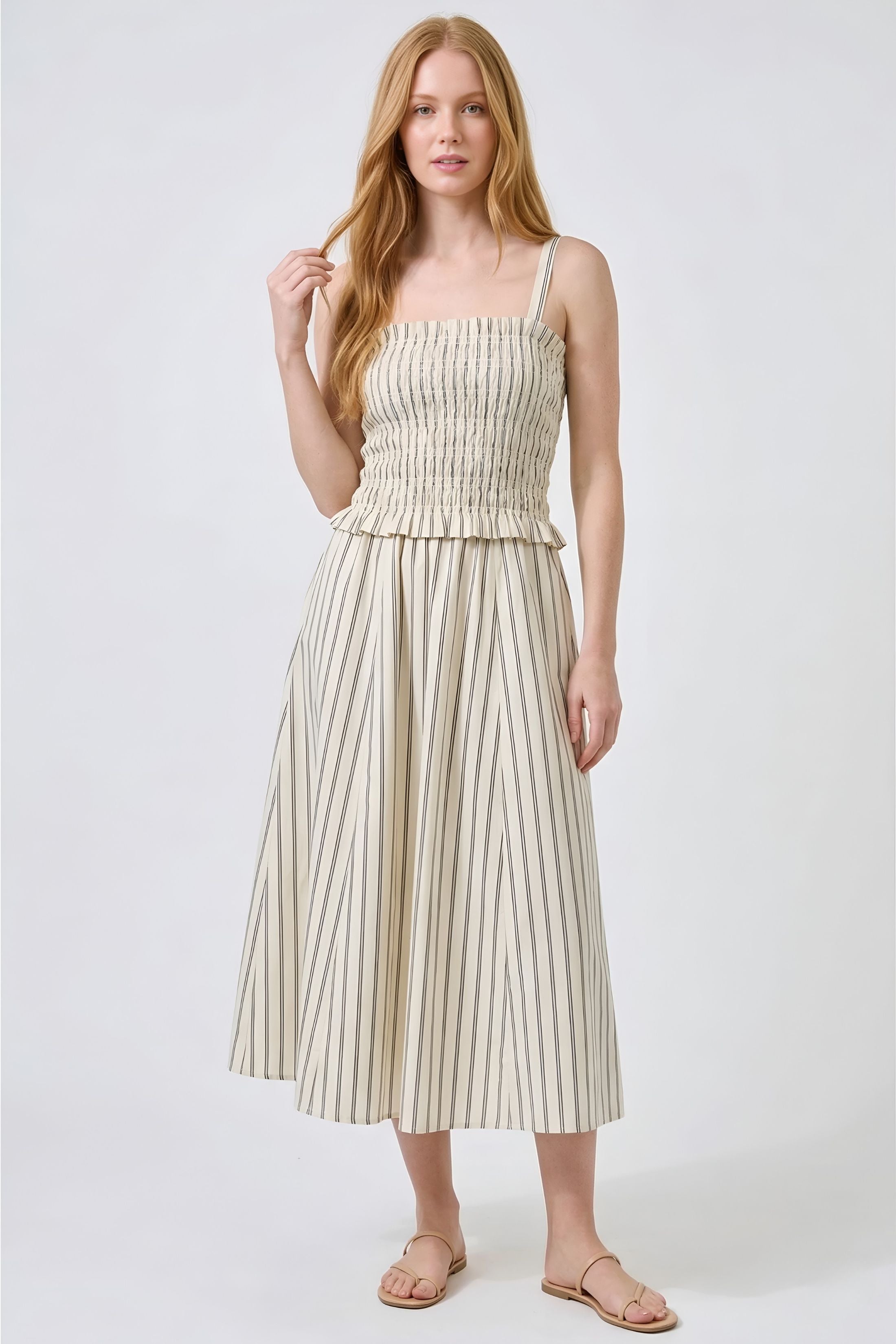 Belle Striped Midi Dress