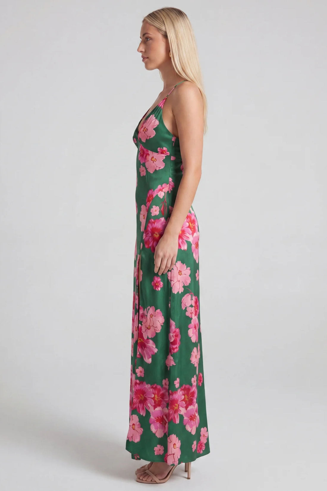 Avery Satin Open Back Maxi Dress