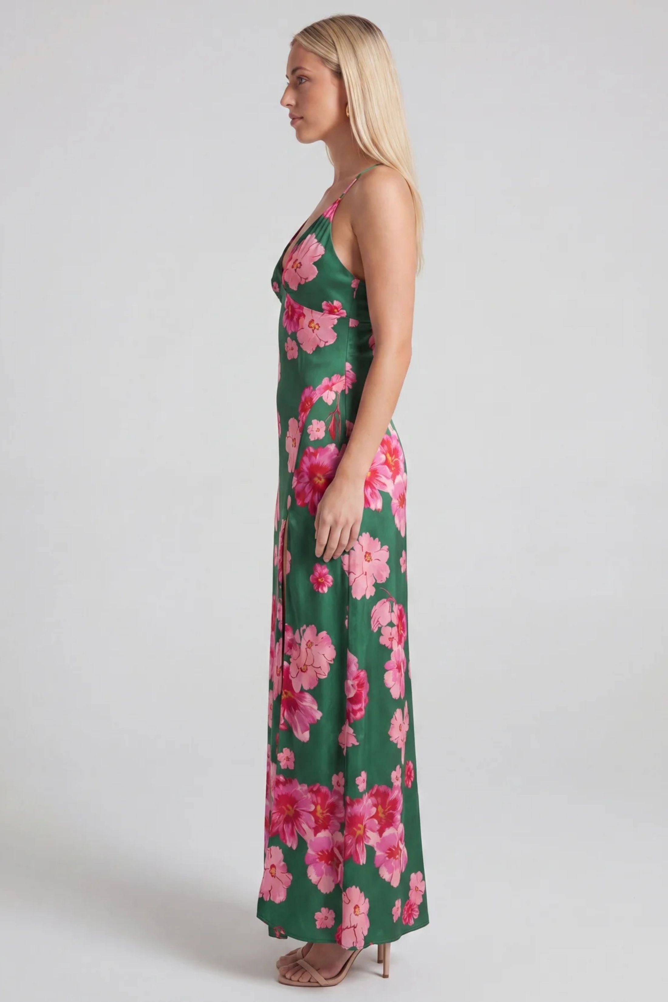 Avery Satin Open Back Maxi Dress