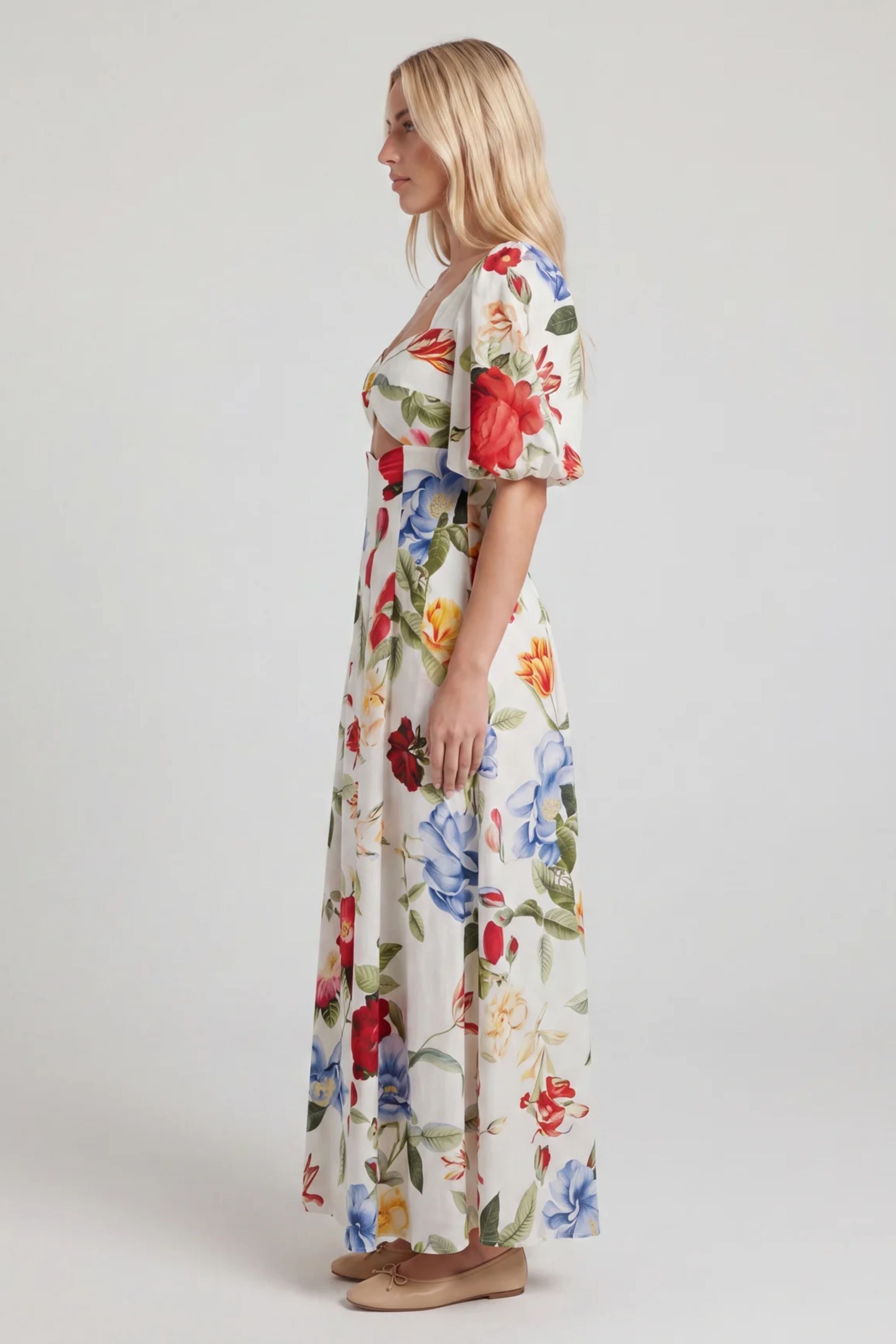 Alyssa Poly Print V Neck Dress