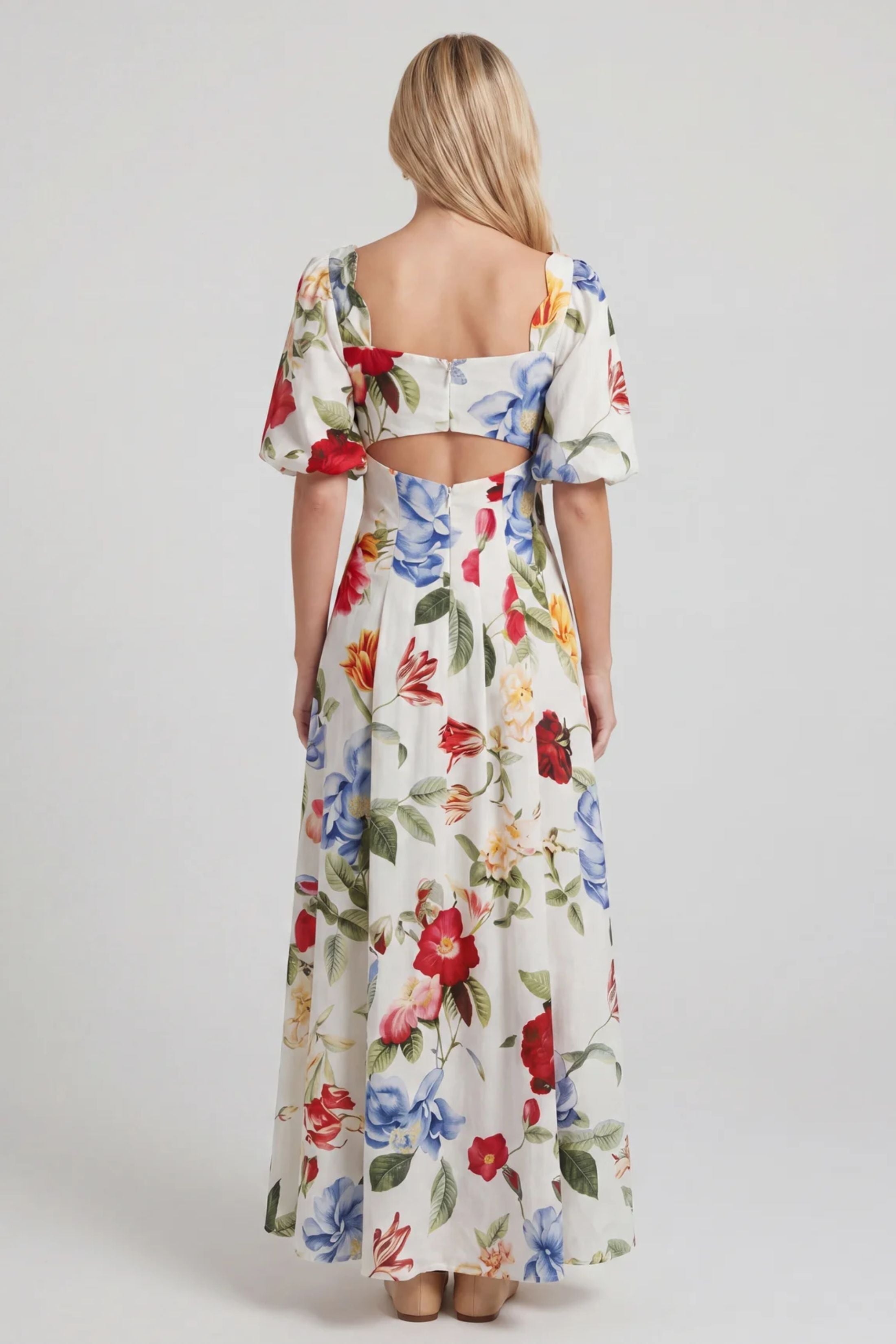 Alyssa Poly Print V Neck Dress