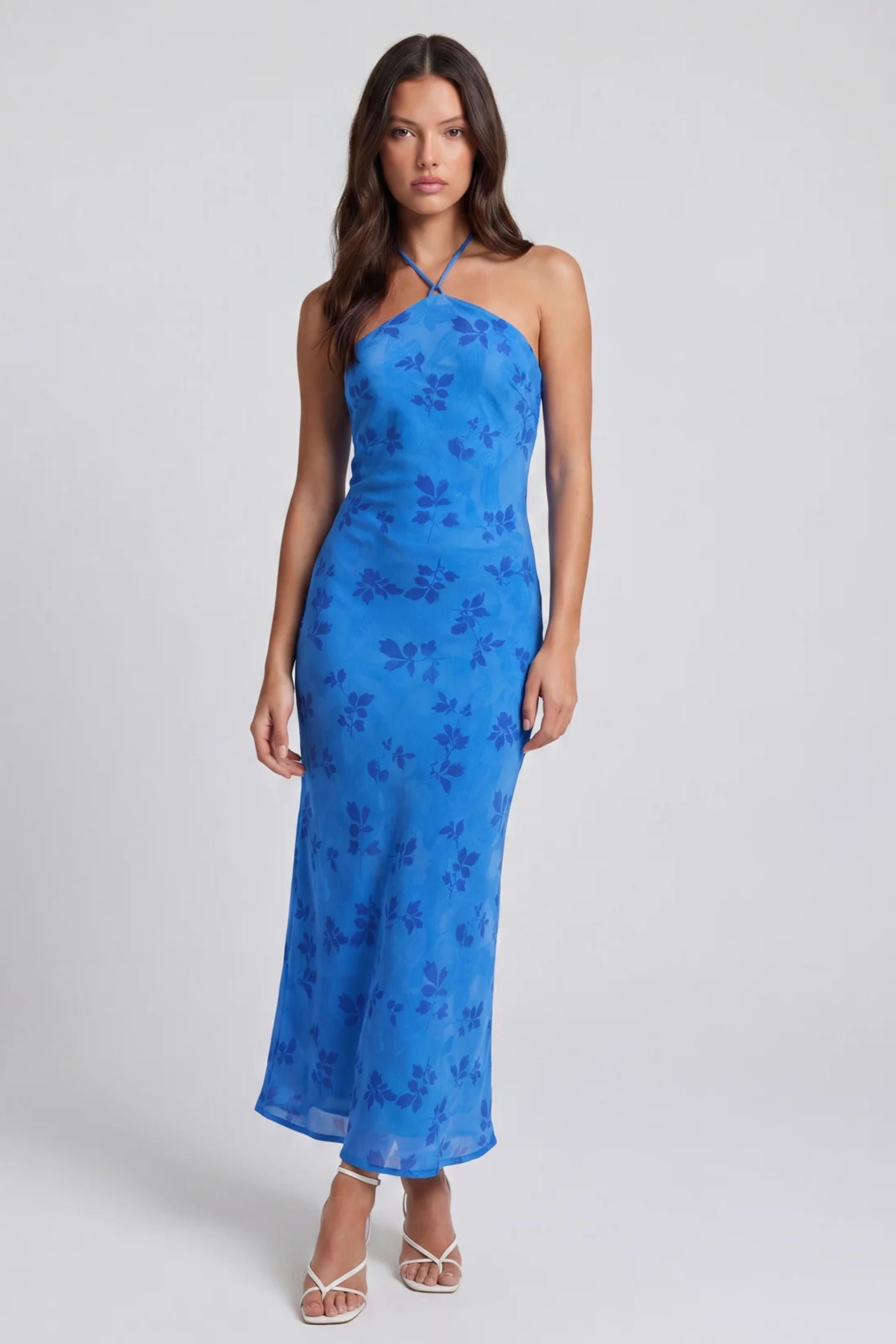 Gabrielle Crossback Halter Midi Dress
