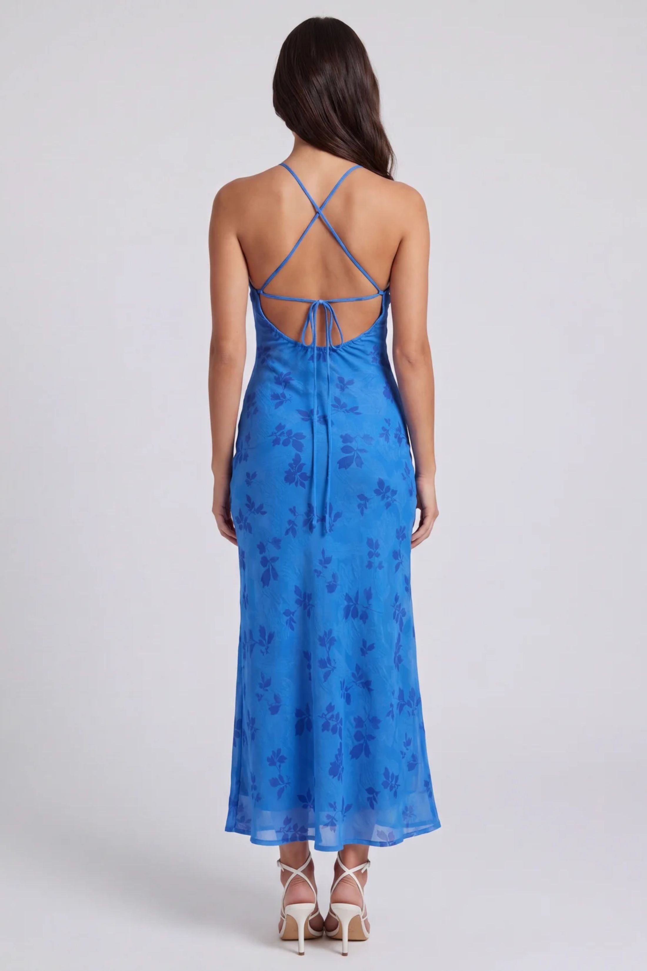 Gabrielle Crossback Halter Midi Dress