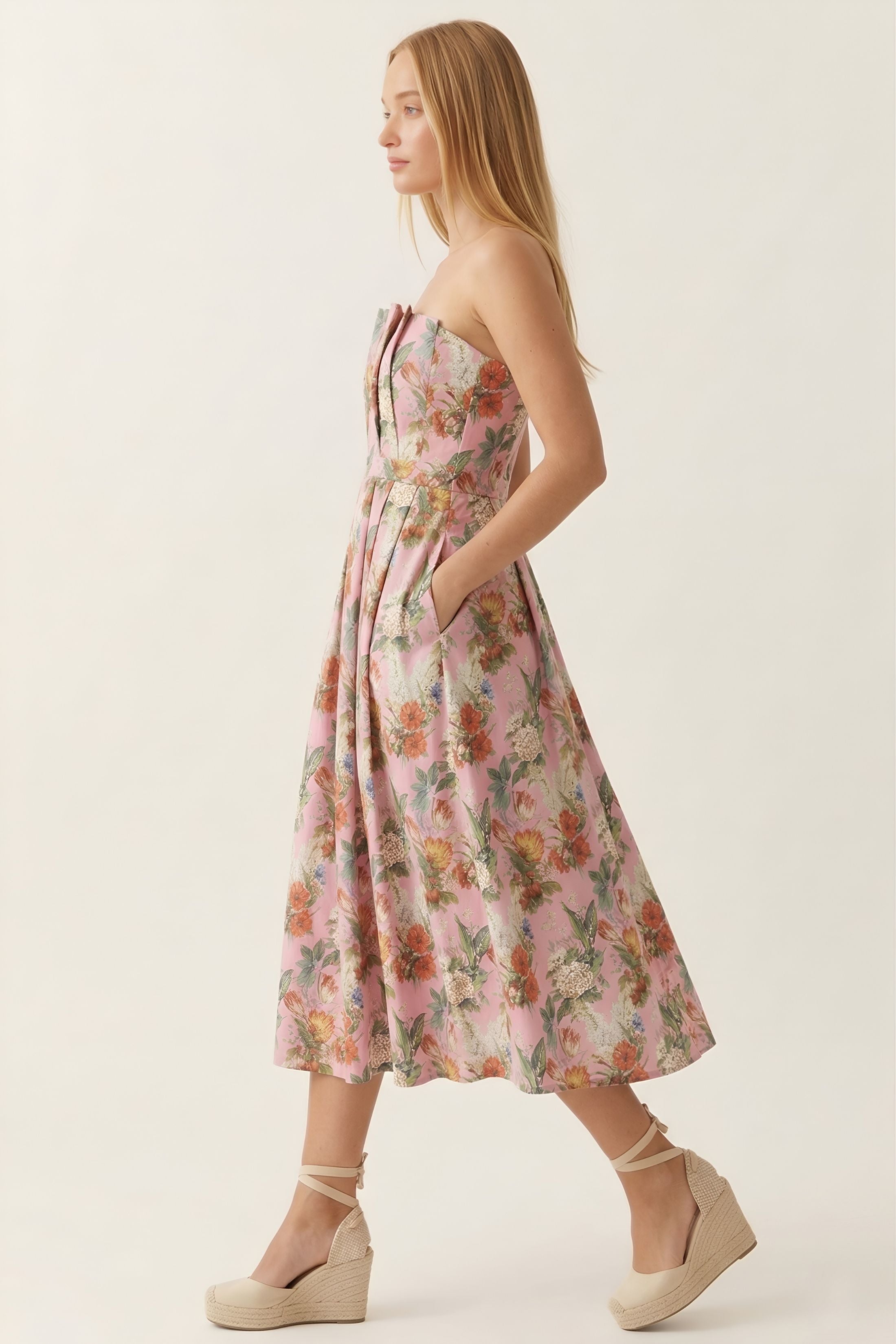 Ivy Floral Strapless Dress