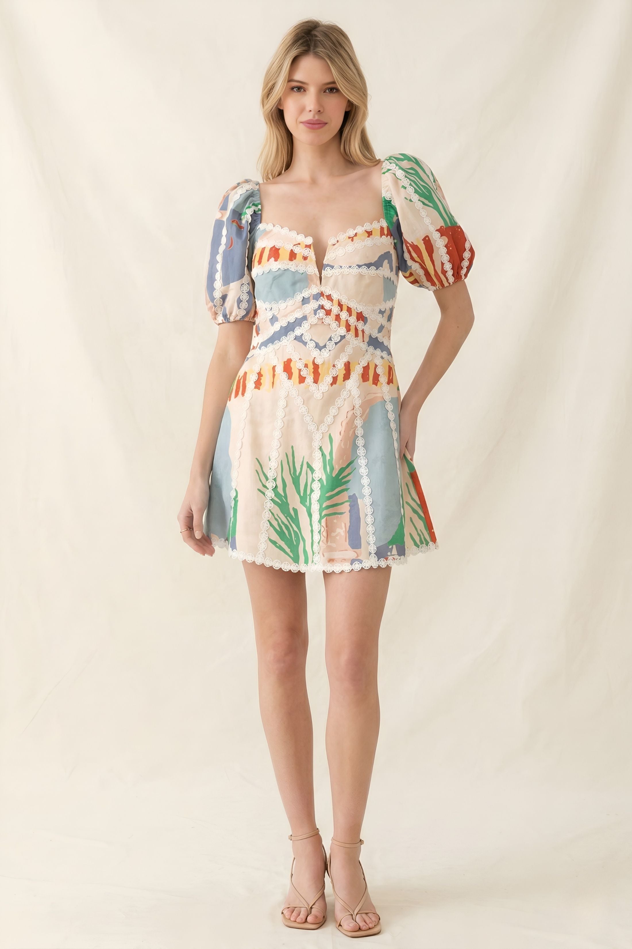 Gia Linen Puff Sleeve Dress