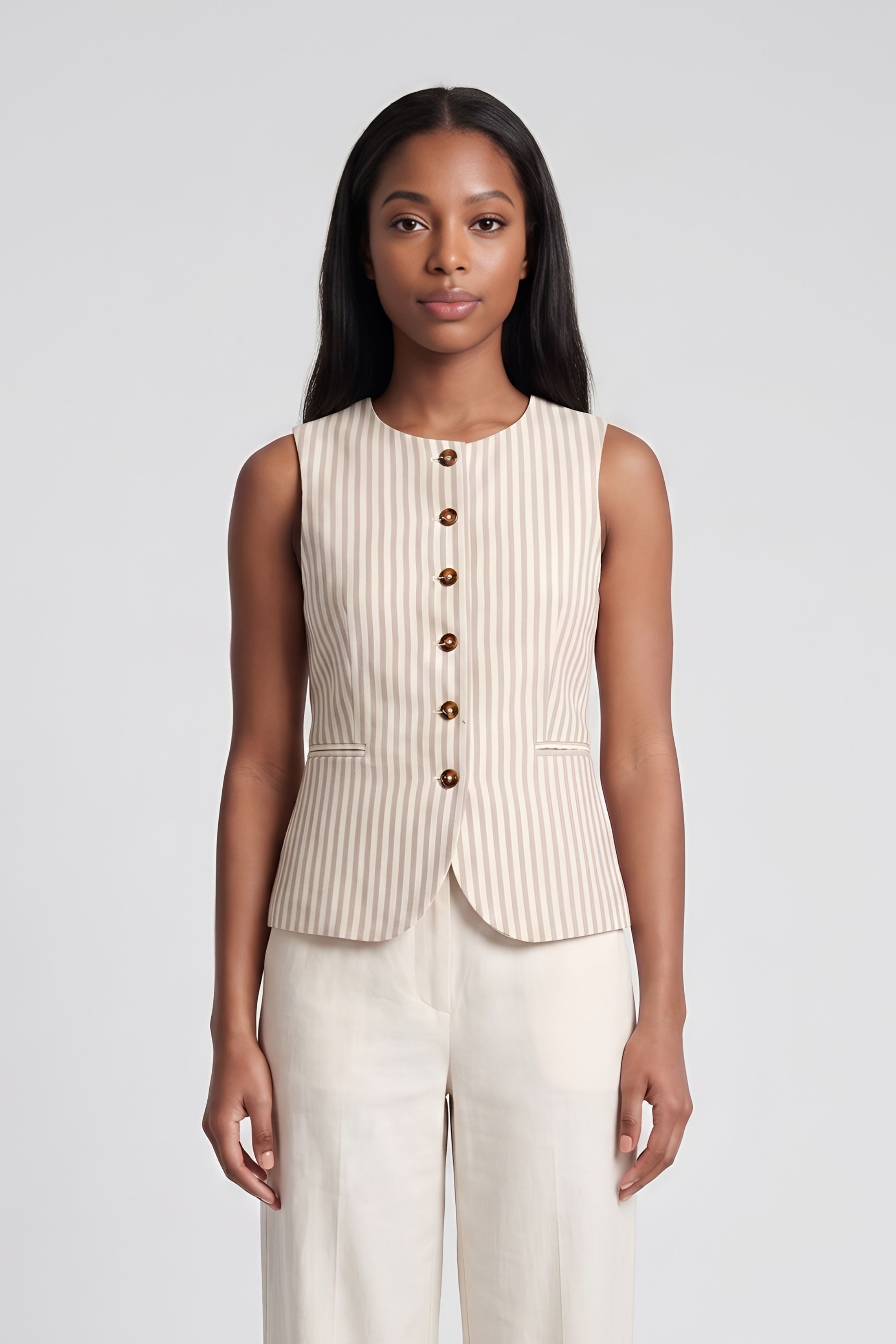 Baron Button Up Sleeveless Top