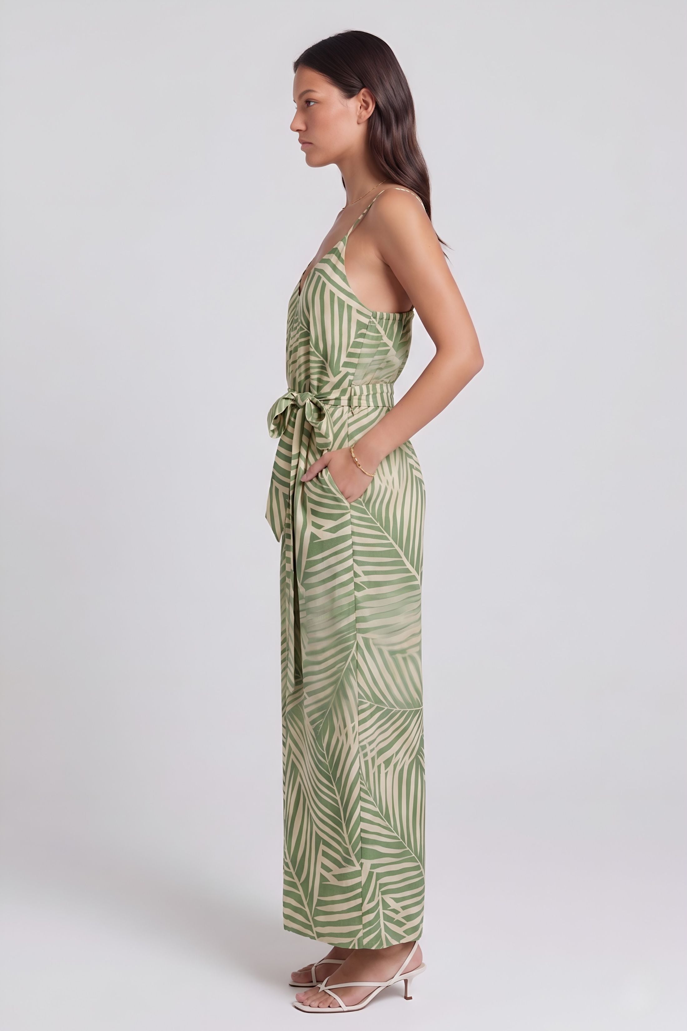 Cindy Tropical Print Spaghetti Strap Dress