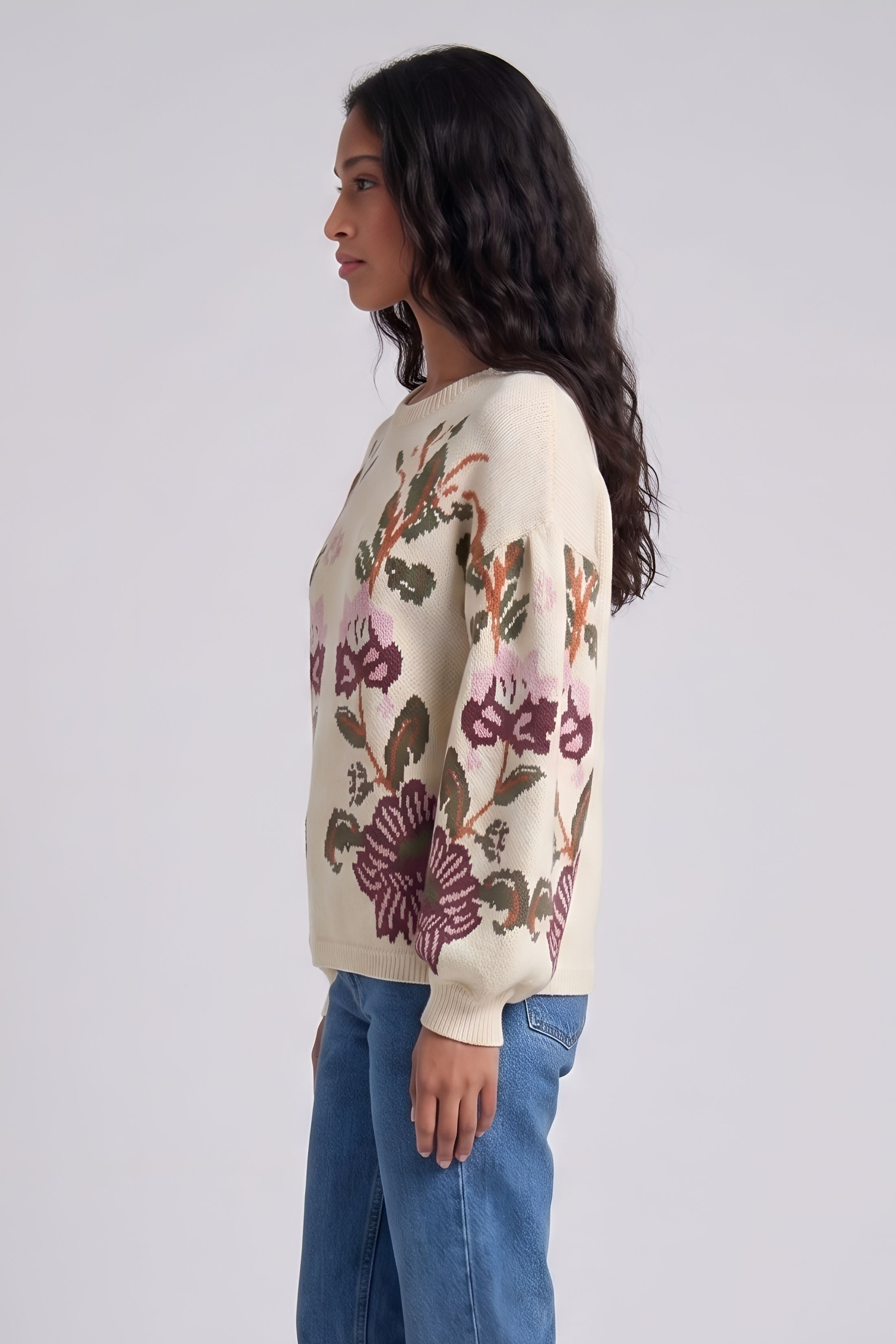 Desi Floral Printed Sweater Top