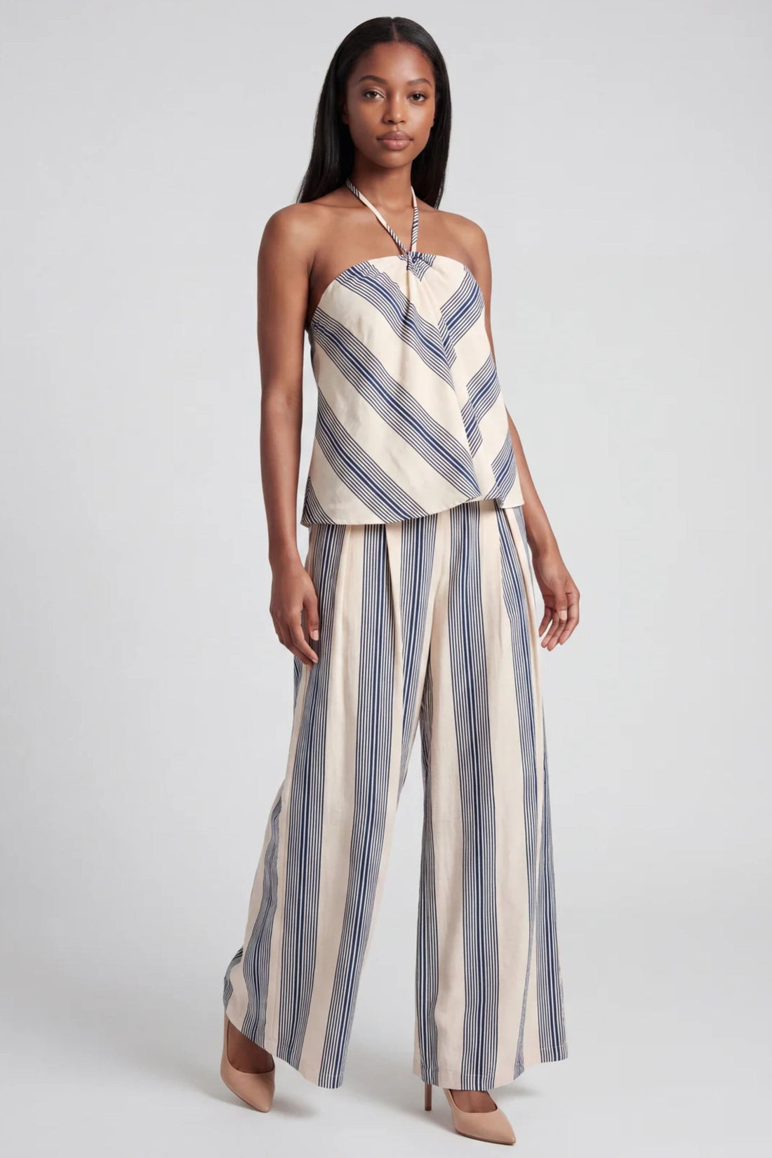 Tara Wide Leg Striped Linen Pants