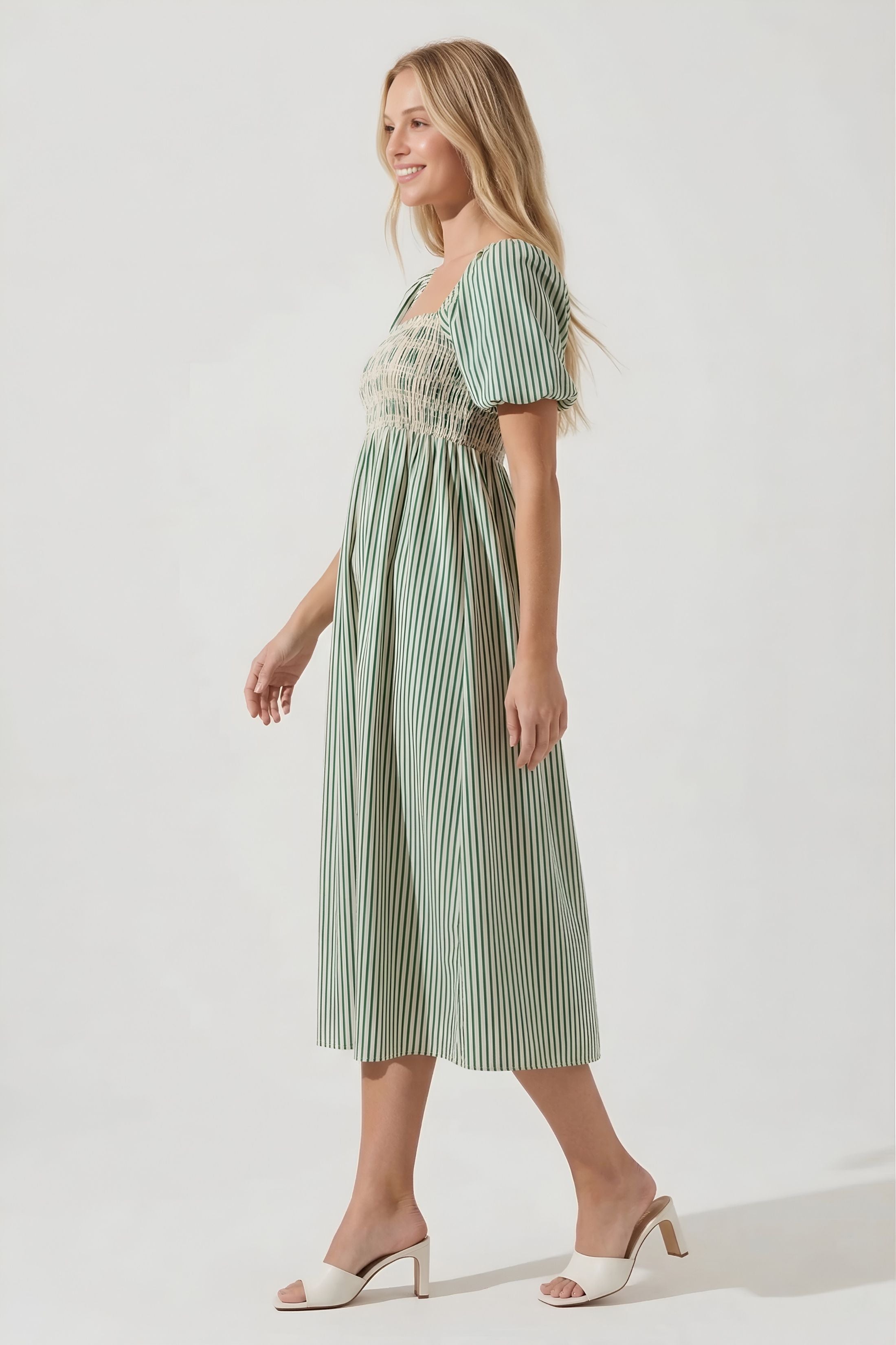 Arnold Smocked Stripe Midi Dress