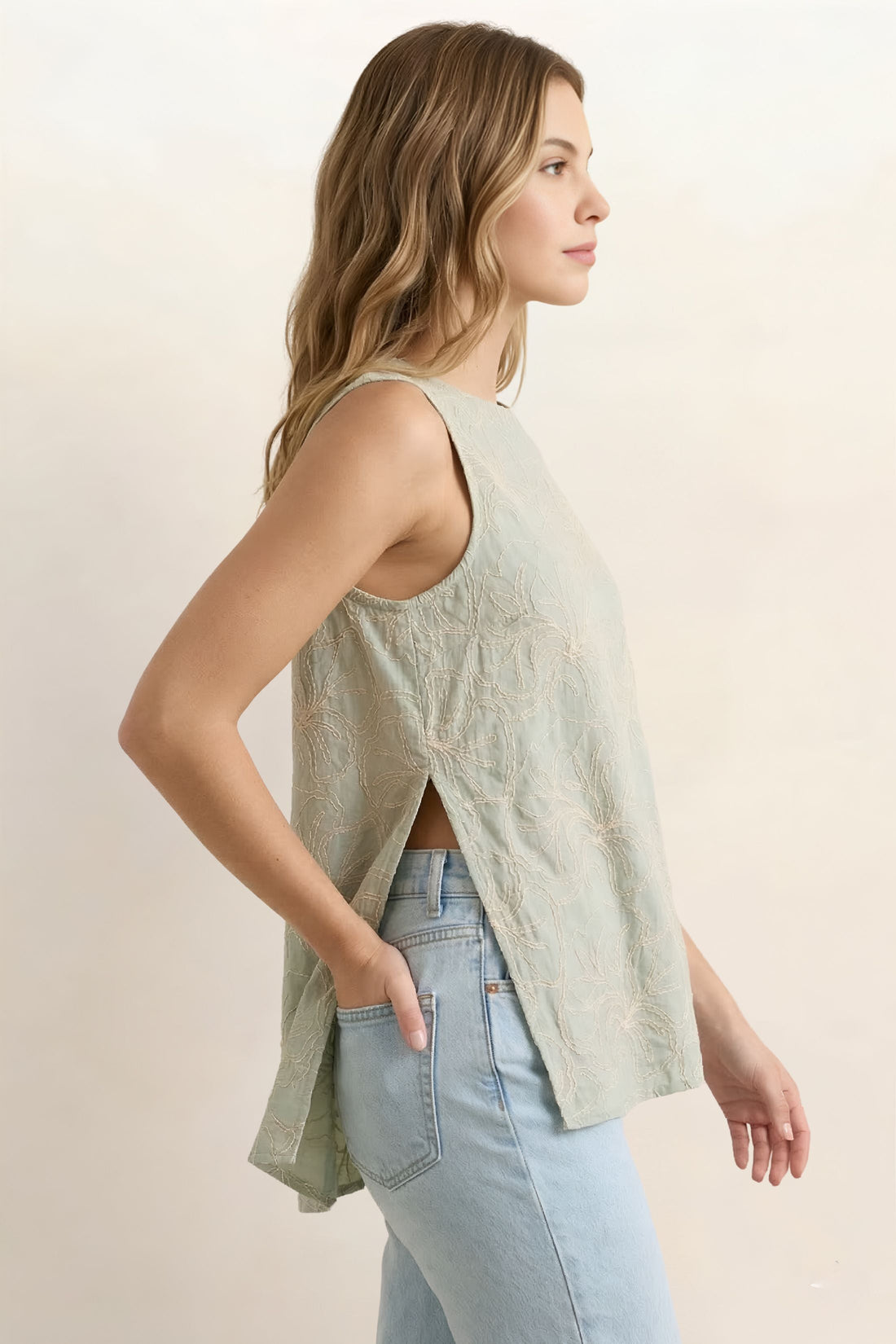 Ally Embroidered Sleeveless Top