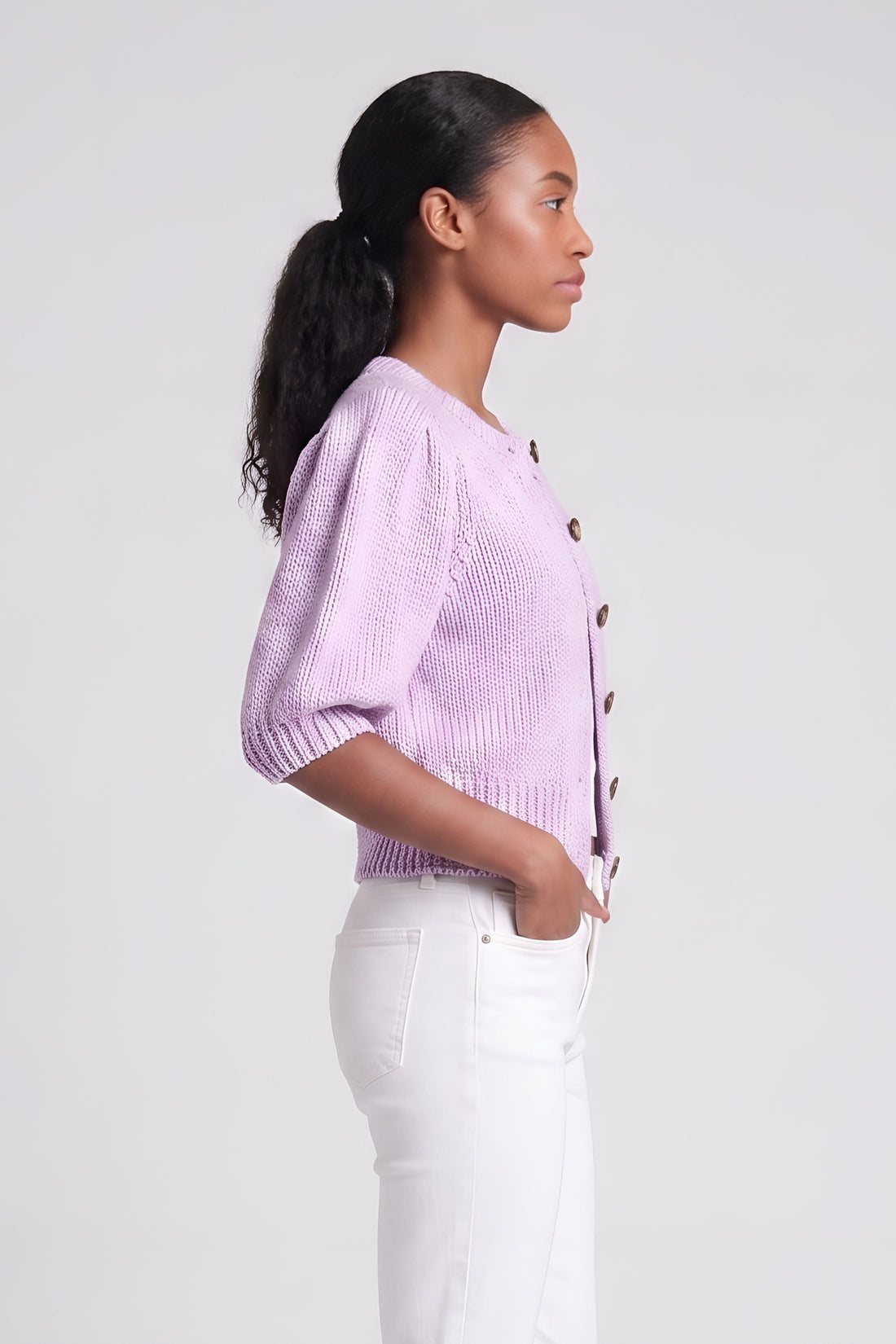 Jeanne Short Sleeve Puff Cardigan