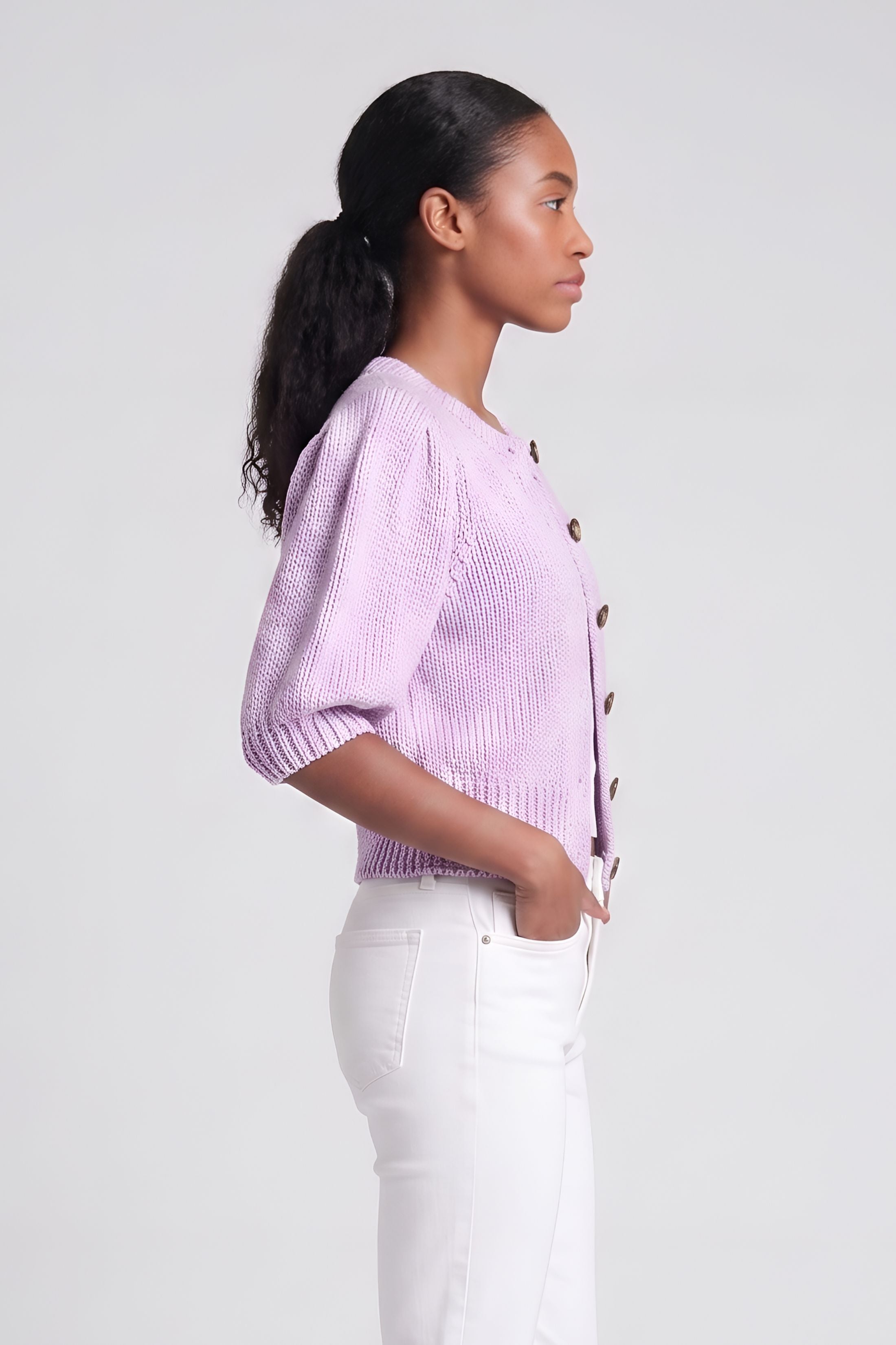 Jeanne Short Sleeve Puff Cardigan