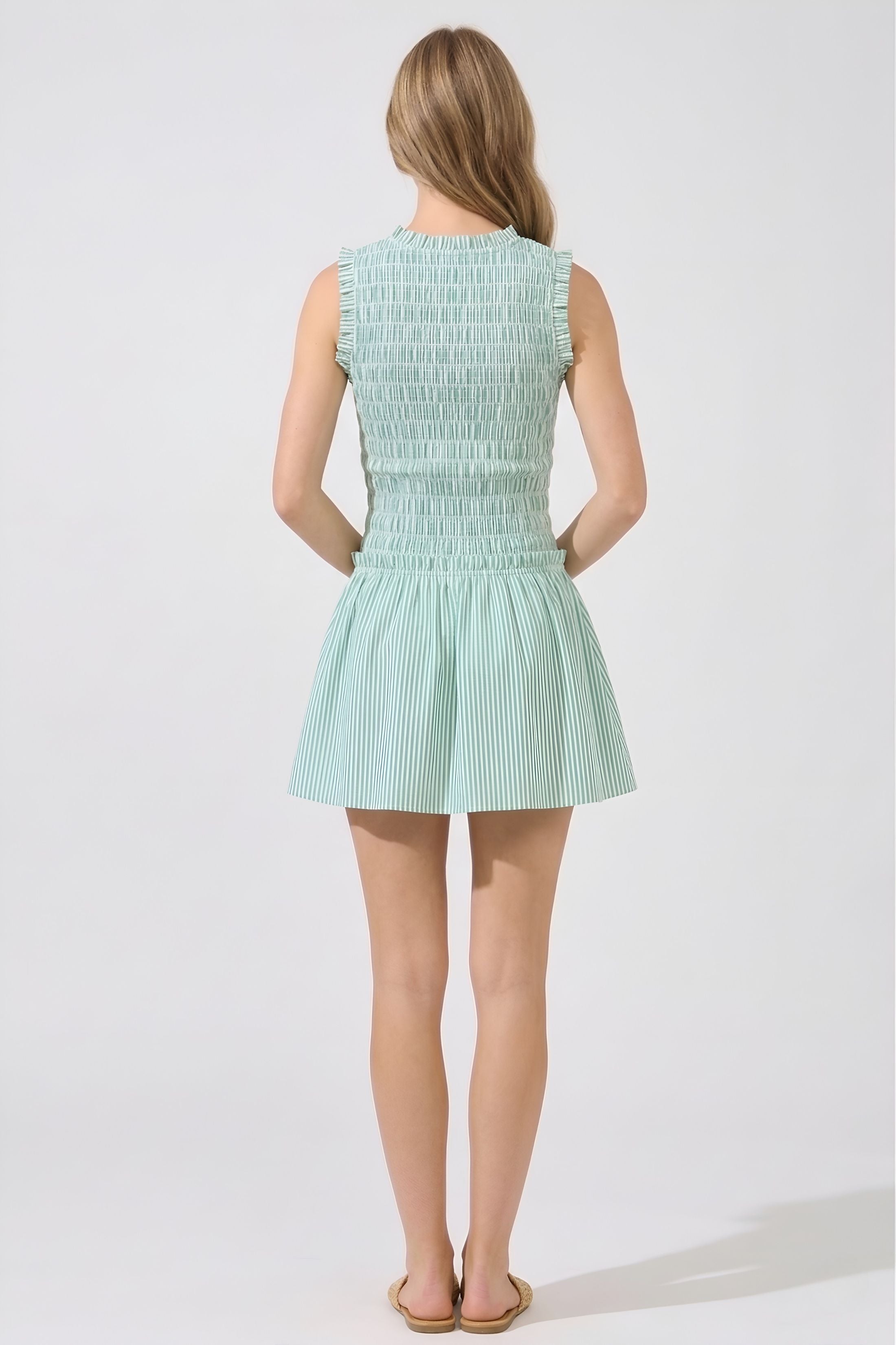 Augusta V Neck Smocked Mini Dress