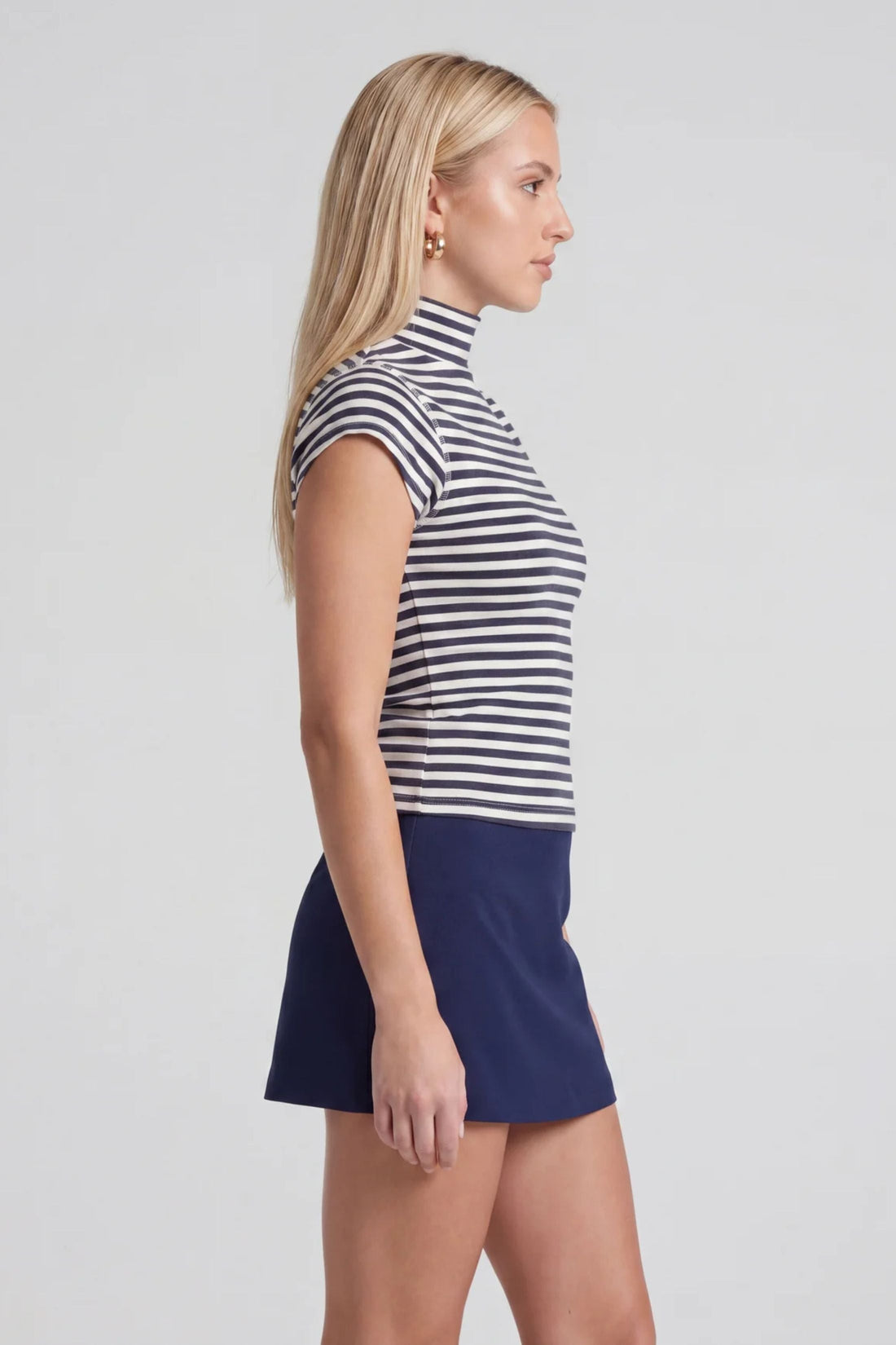 Maria High Neck Striped Shirt